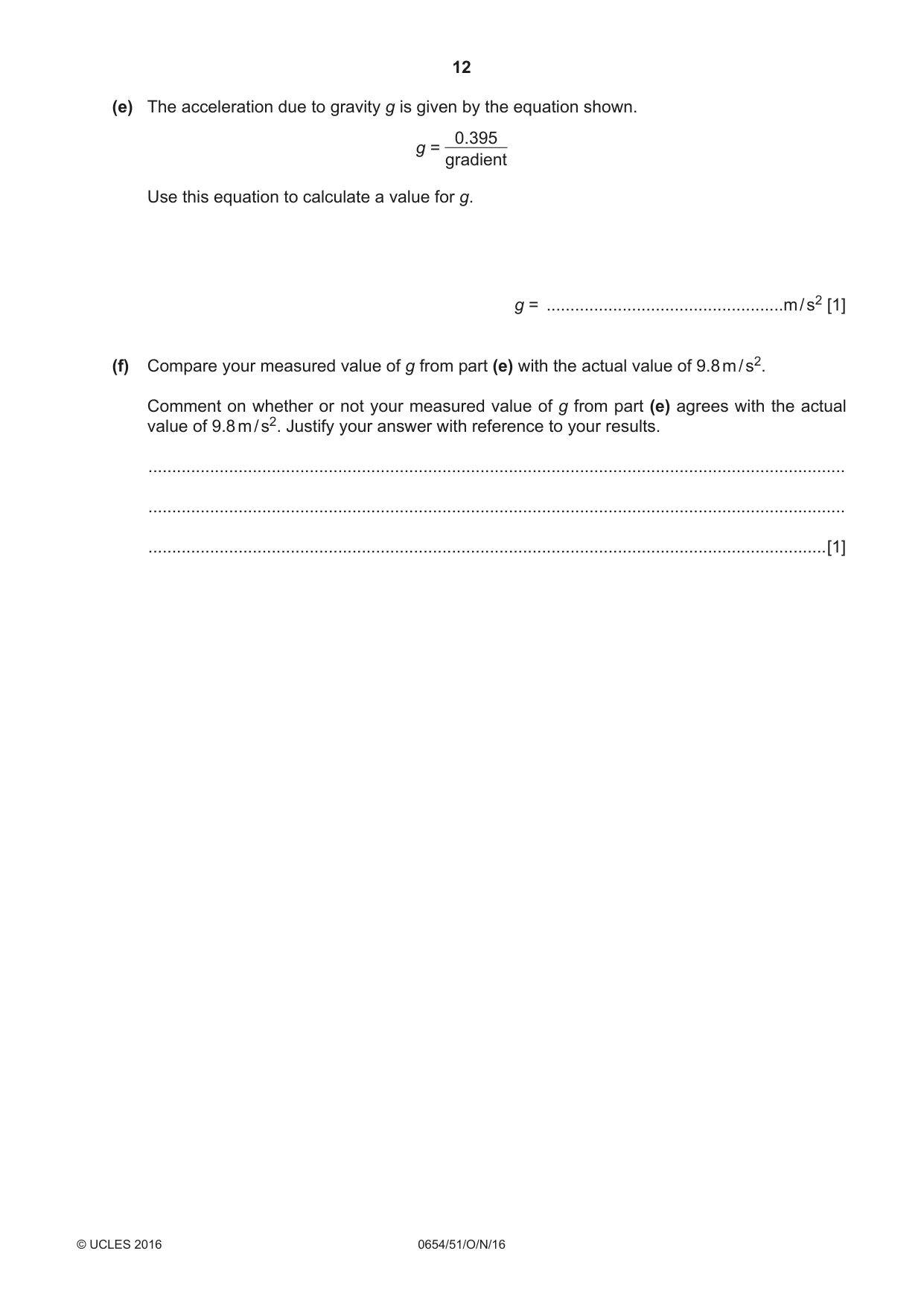 Cambridge IGCSE Sciences - Co-ordinated (Double) 0654 2016 Oct/Nov Paper 5 · Variant 1 question paper, page 12 of 16