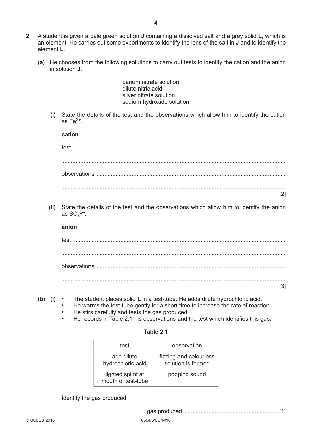 Cambridge IGCSE Sciences - Co-ordinated (Double) 0654 2016 Oct/Nov Paper 6 · Variant 1 question paper, page 4 of 16