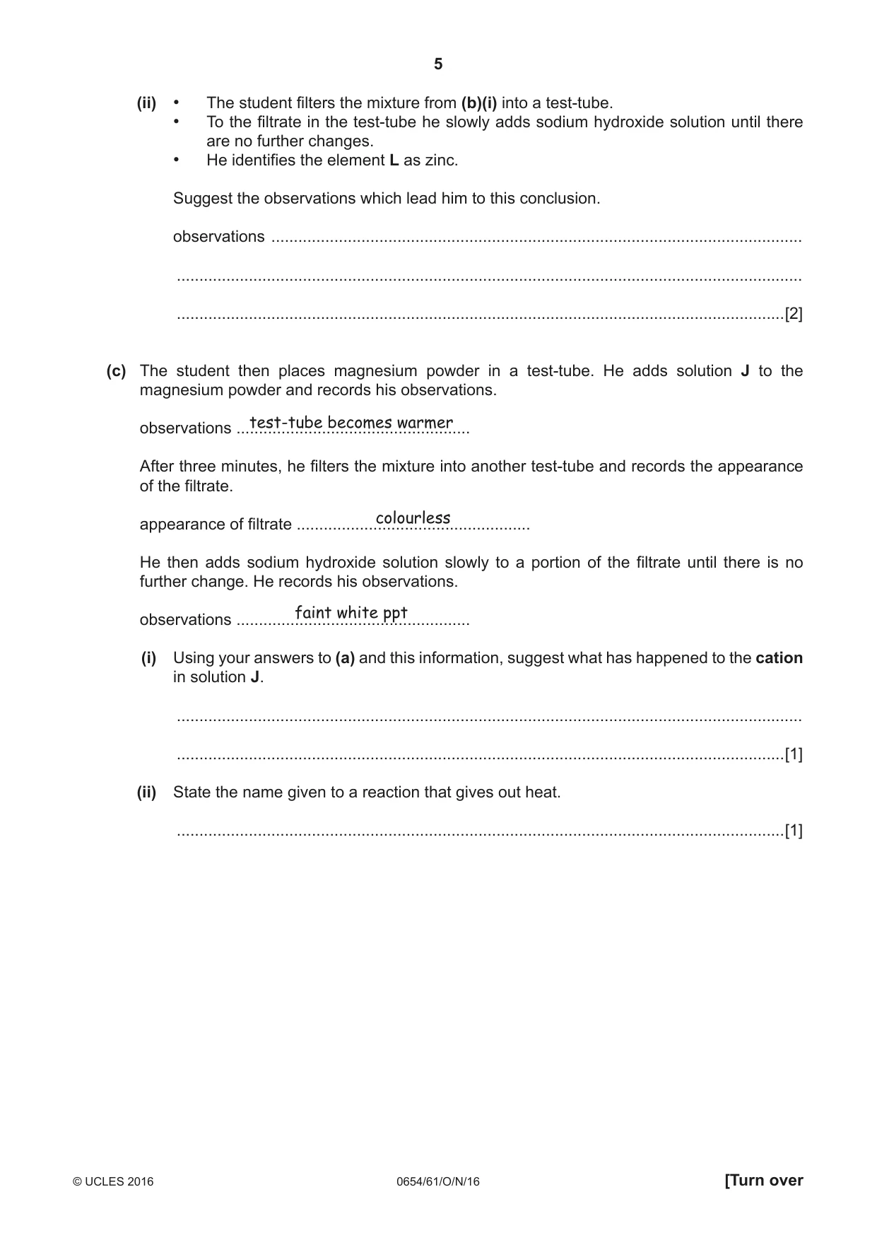 Cambridge IGCSE Sciences - Co-ordinated (Double) 0654 2016 Oct/Nov Paper 6 · Variant 1 question paper, page 5 of 16