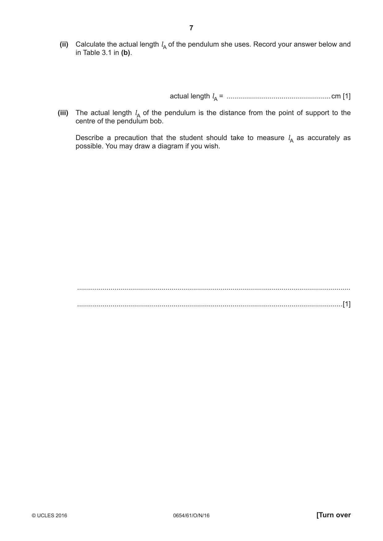 Cambridge IGCSE Sciences - Co-ordinated (Double) 0654 2016 Oct/Nov Paper 6 · Variant 1 question paper, page 7 of 16
