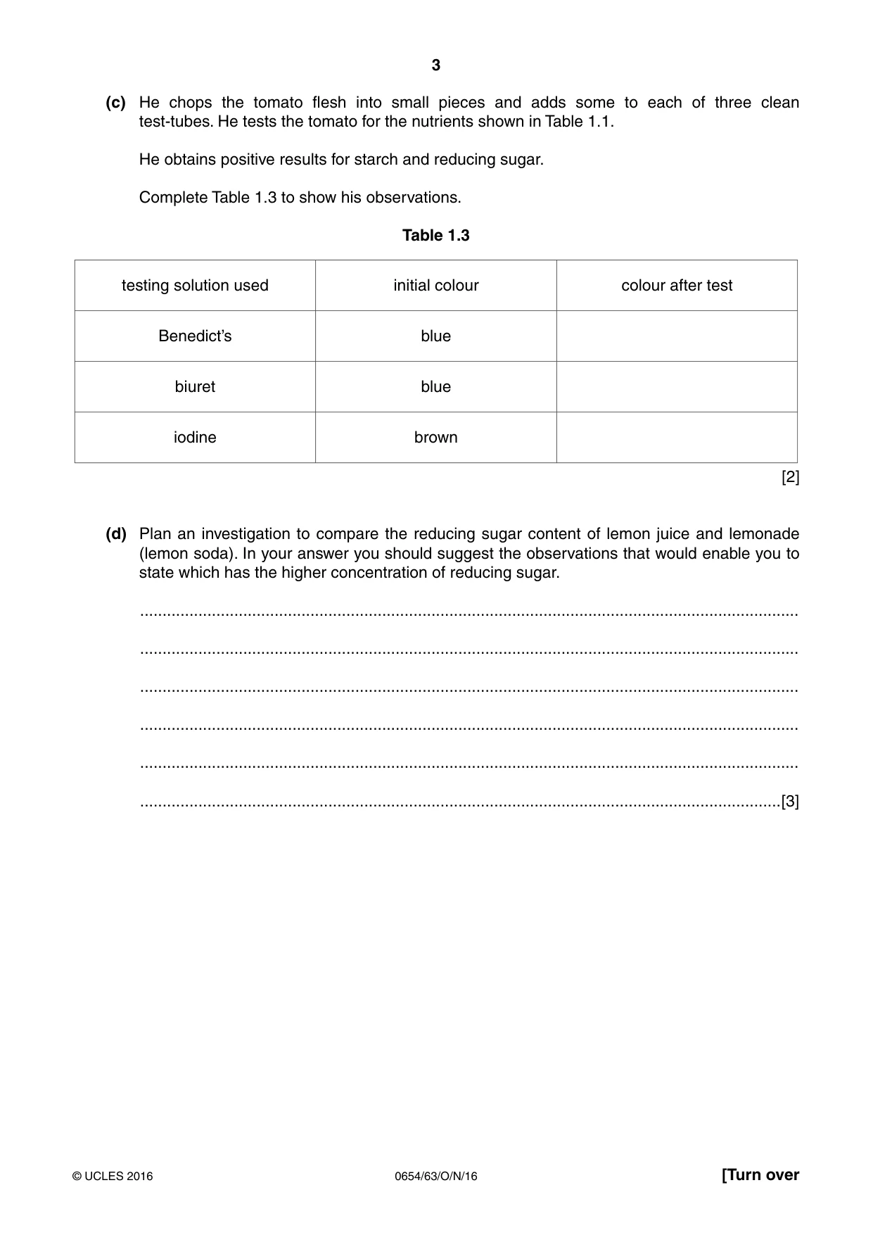 Cambridge IGCSE Sciences - Co-ordinated (Double) 0654 2016 Oct/Nov Paper 6 · Variant 3 question paper, page 3 of 20