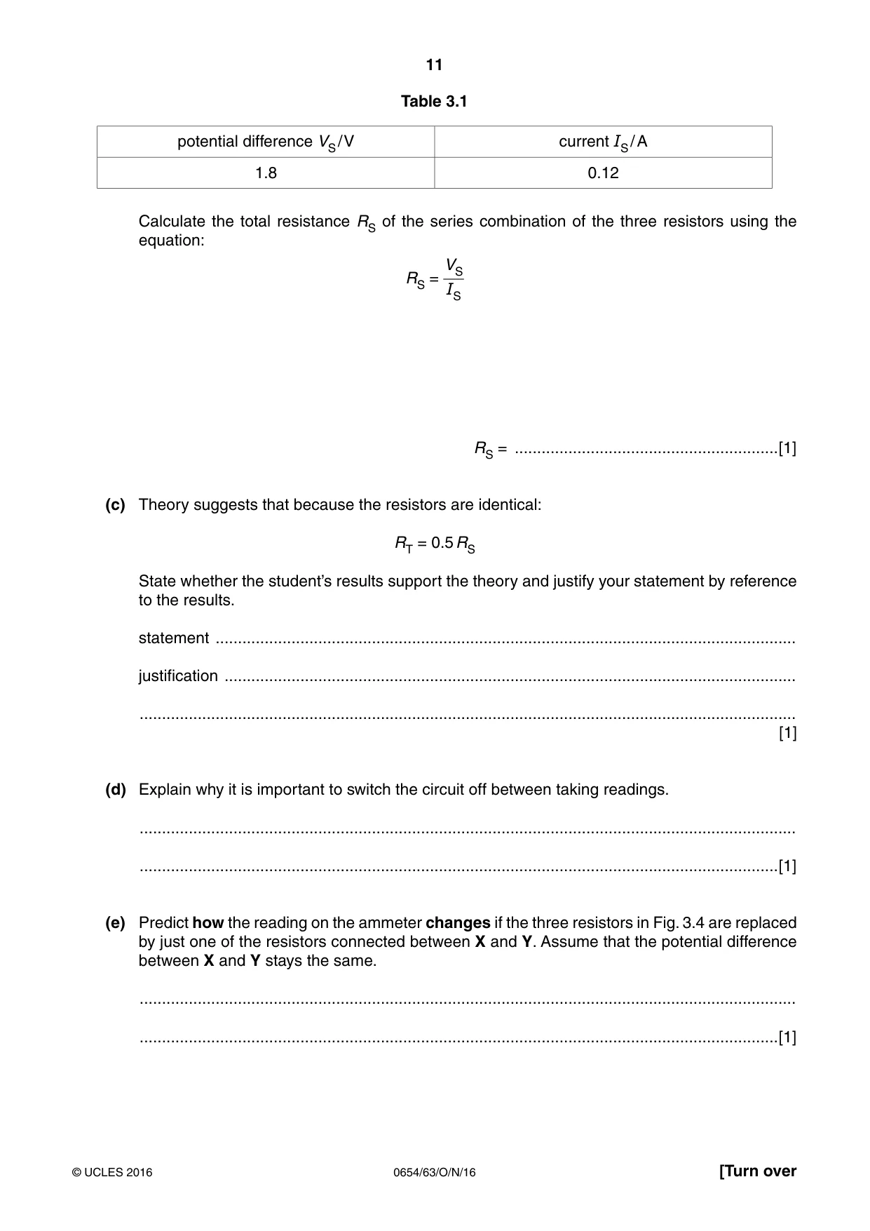 Cambridge IGCSE Sciences - Co-ordinated (Double) 0654 2016 Oct/Nov Paper 6 · Variant 3 question paper, page 11 of 20