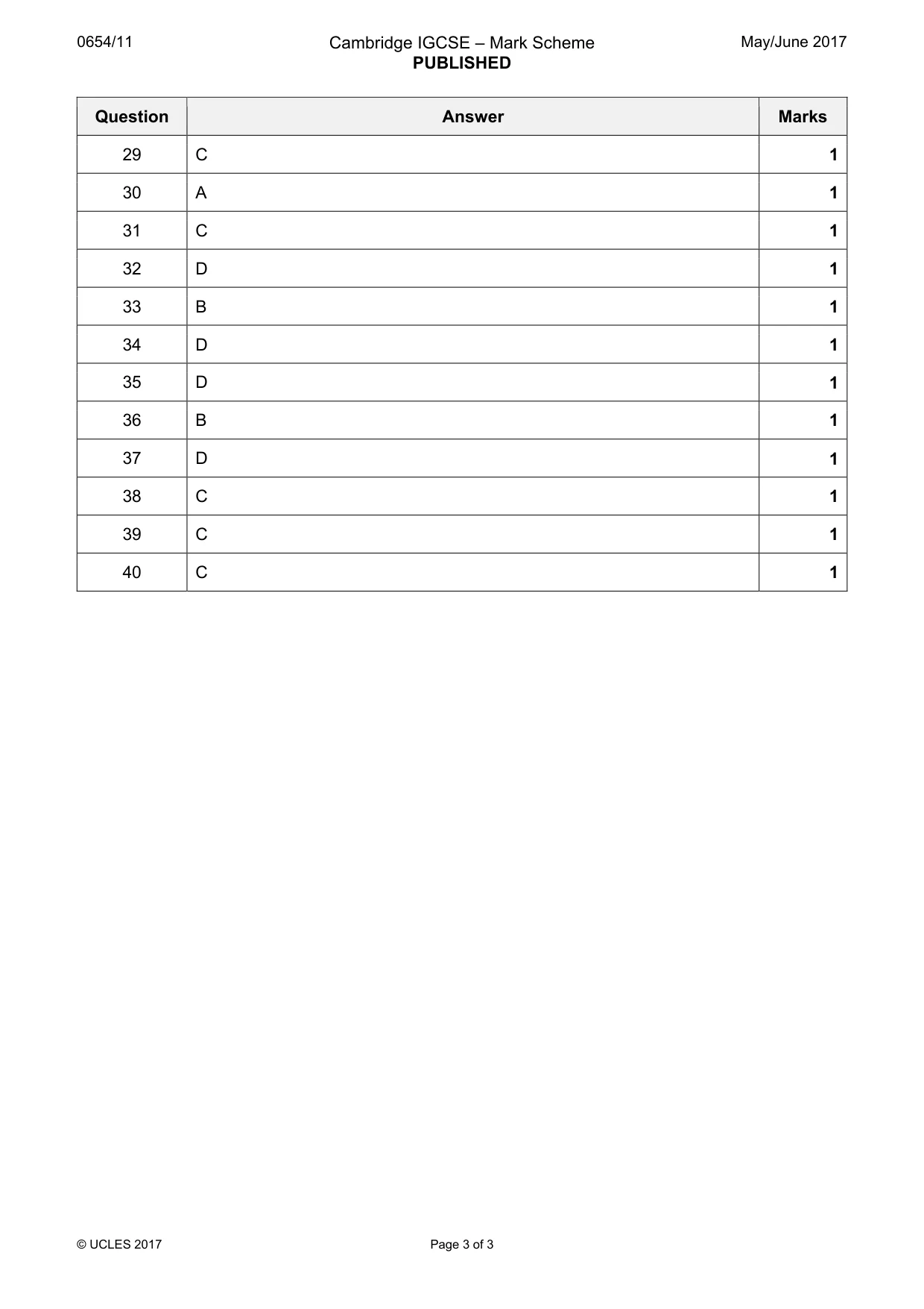 Mark scheme, page 3 of 3