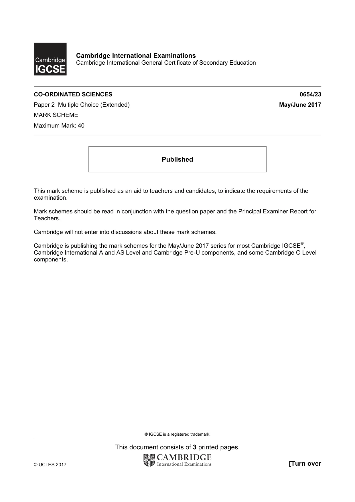 Mark scheme, page 1 of 3