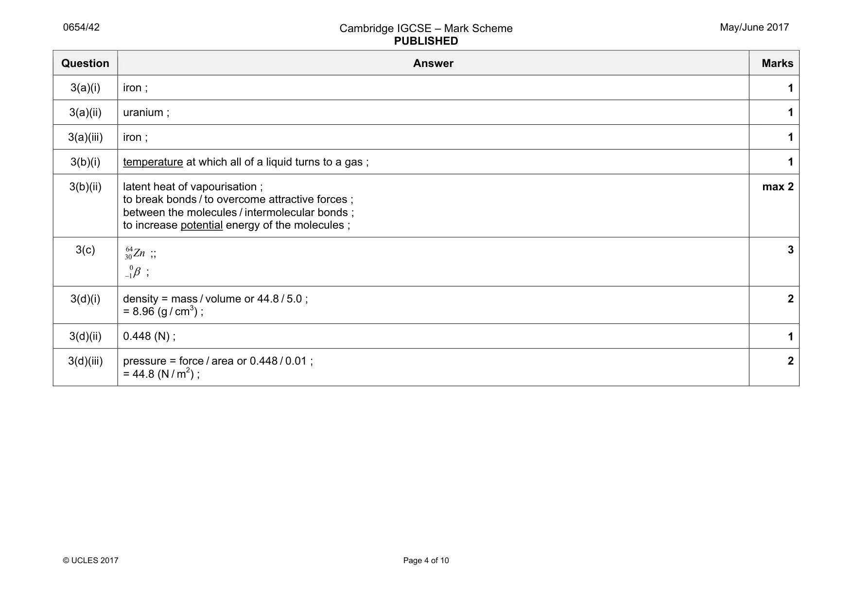 Mark scheme, page 4 of 10