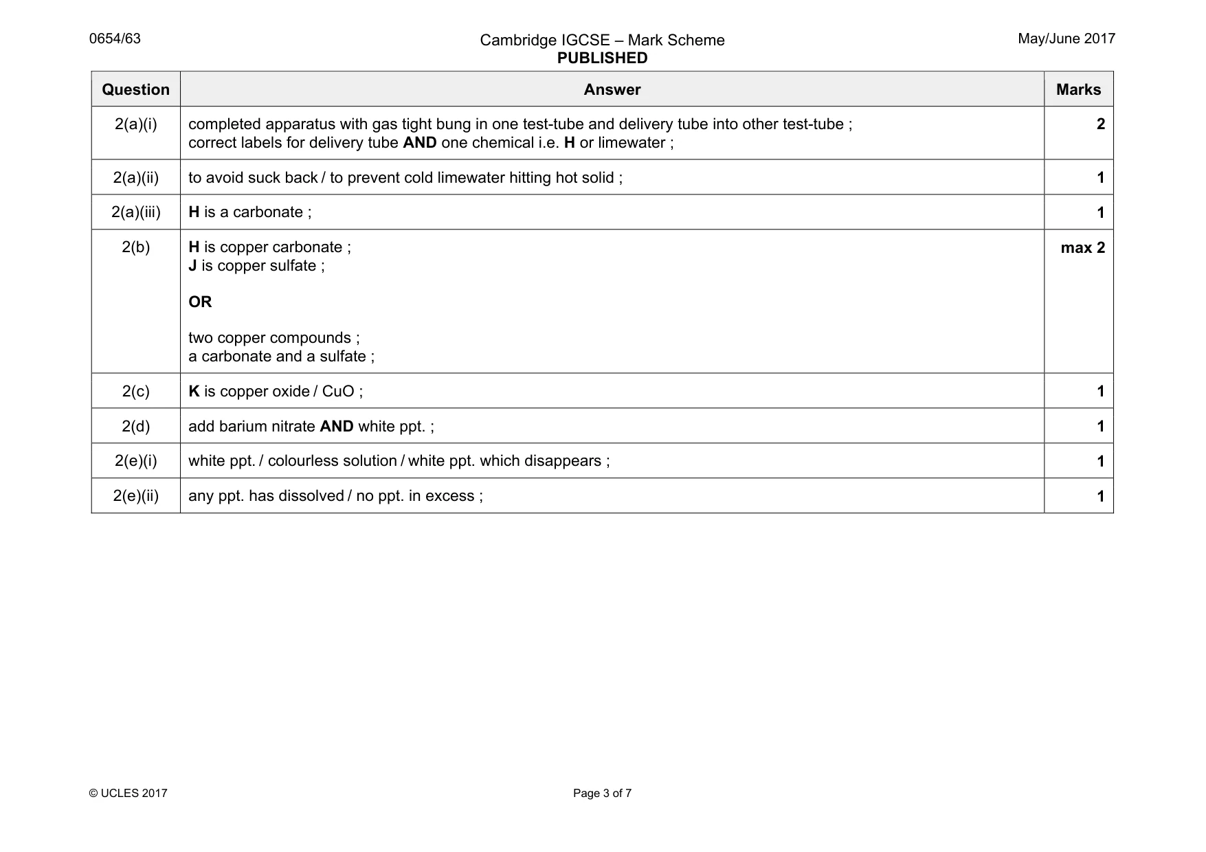 Mark scheme, page 3 of 7