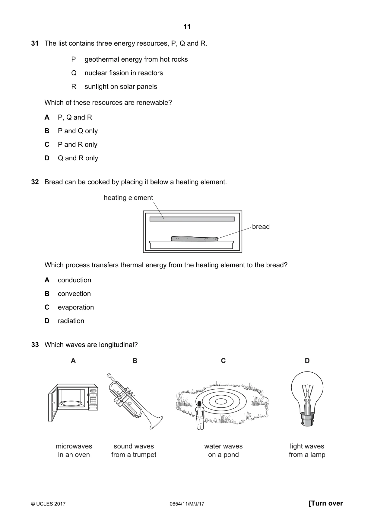 Cambridge IGCSE Sciences - Co-ordinated (Double) 0654 2017 May/June Paper 1 · Variant 1 question paper, page 11 of 16