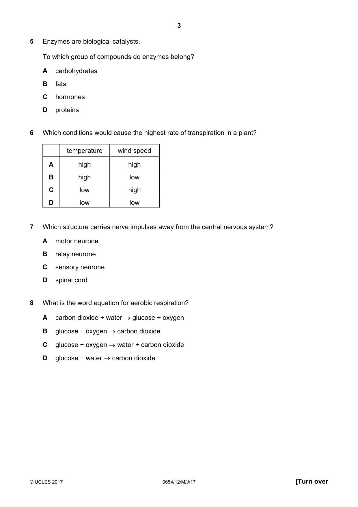 Cambridge IGCSE Sciences - Co-ordinated (Double) 0654 2017 May/June Paper 1 · Variant 2 question paper, page 3 of 16