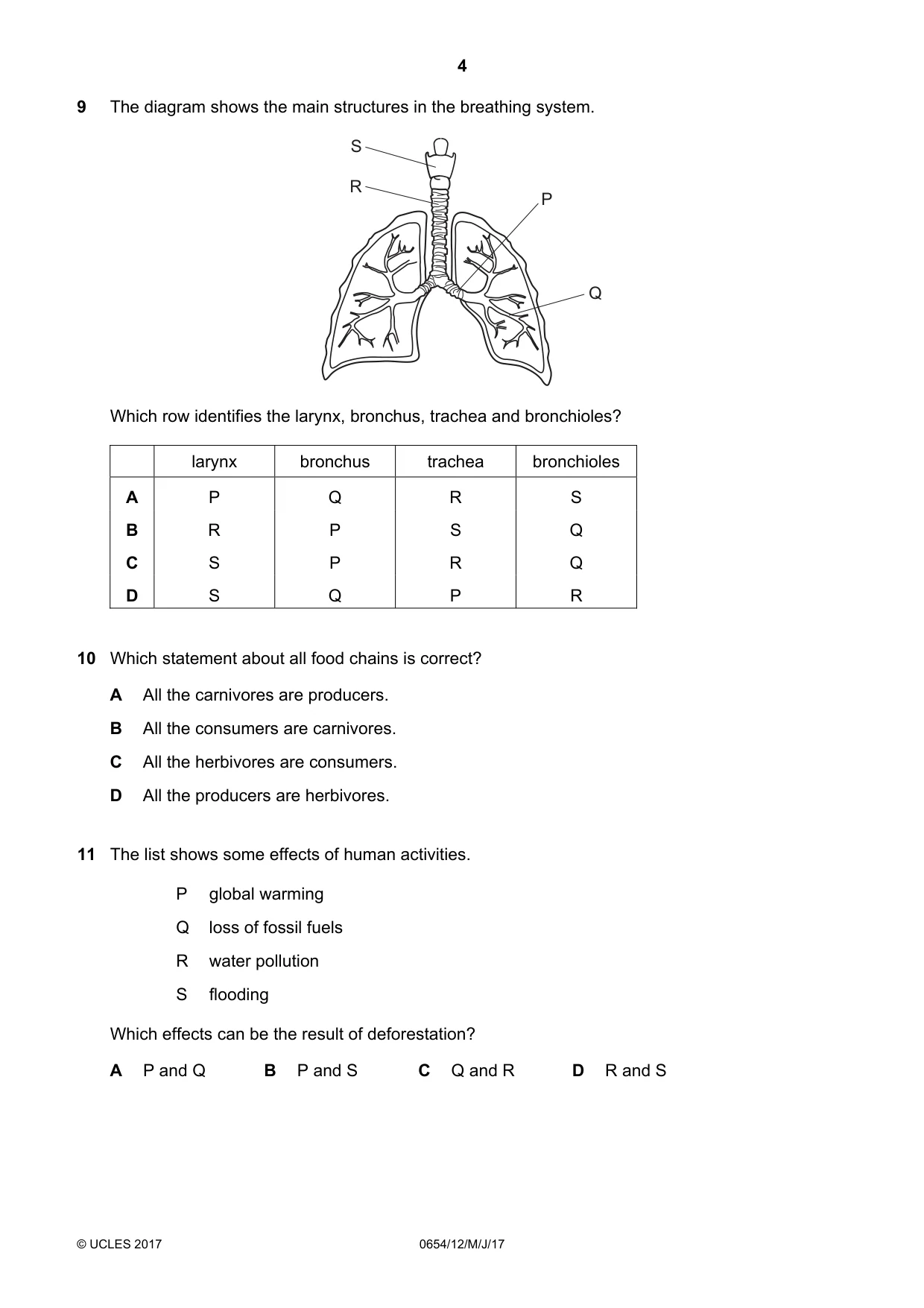 Cambridge IGCSE Sciences - Co-ordinated (Double) 0654 2017 May/June Paper 1 · Variant 2 question paper, page 4 of 16