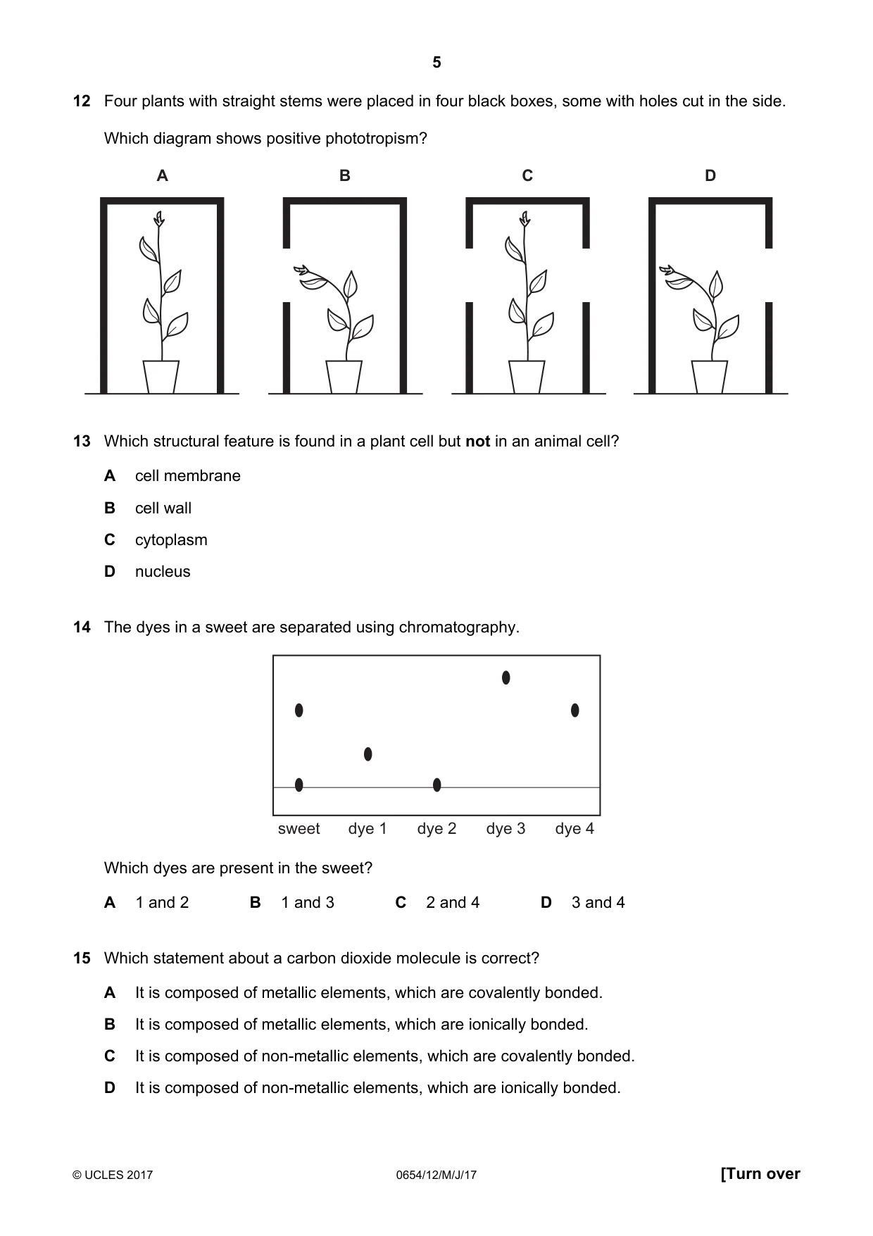 Cambridge IGCSE Sciences - Co-ordinated (Double) 0654 2017 May/June Paper 1 · Variant 2 question paper, page 5 of 16