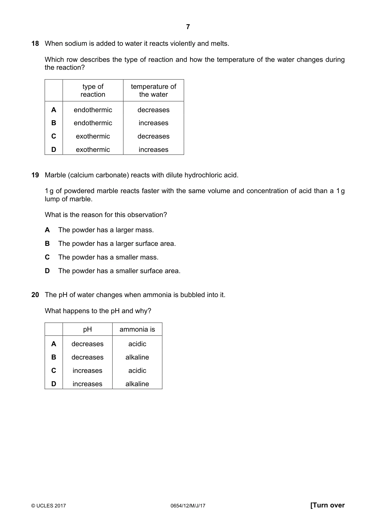 Cambridge IGCSE Sciences - Co-ordinated (Double) 0654 2017 May/June Paper 1 · Variant 2 question paper, page 7 of 16