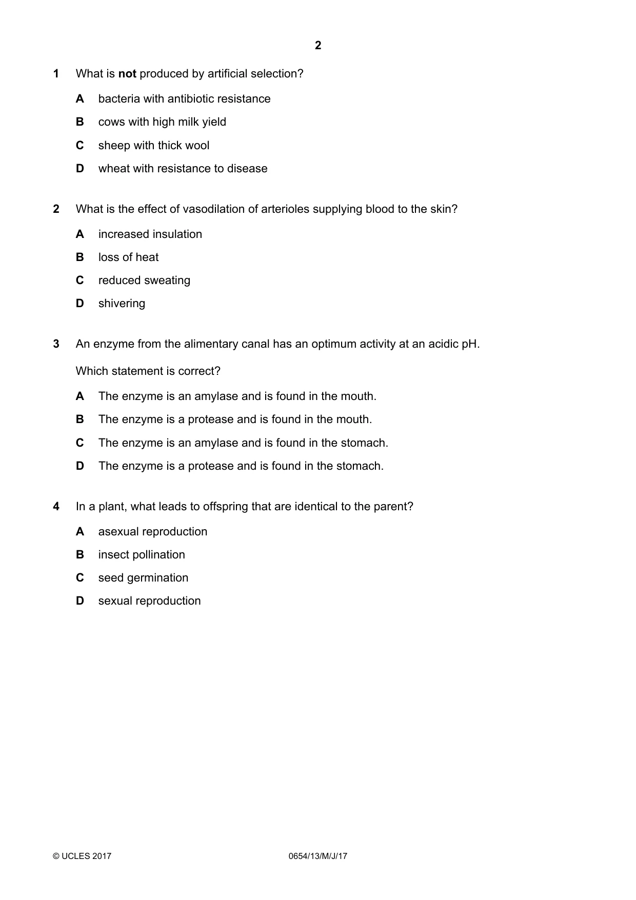 Cambridge IGCSE Sciences - Co-ordinated (Double) 0654 2017 May/June Paper 1 · Variant 3 question paper, page 2 of 16