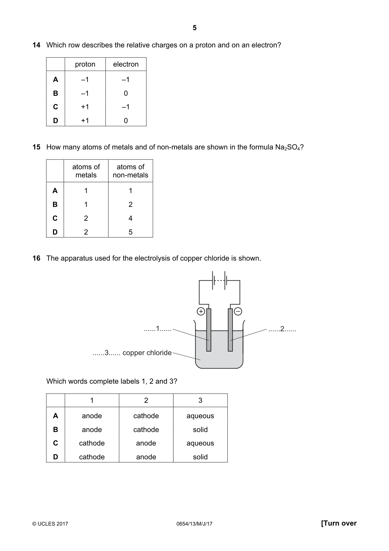 Cambridge IGCSE Sciences - Co-ordinated (Double) 0654 2017 May/June Paper 1 · Variant 3 question paper, page 5 of 16