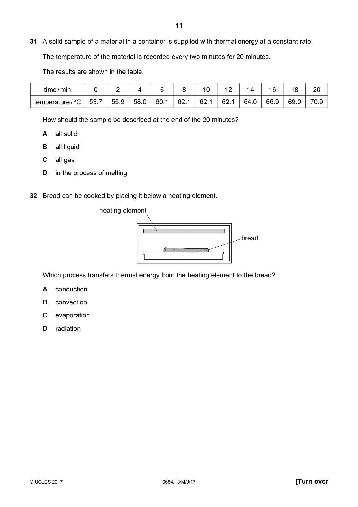Cambridge IGCSE Sciences - Co-ordinated (Double) 0654 2017 May/June Paper 1 · Variant 3 question paper, page 11 of 16