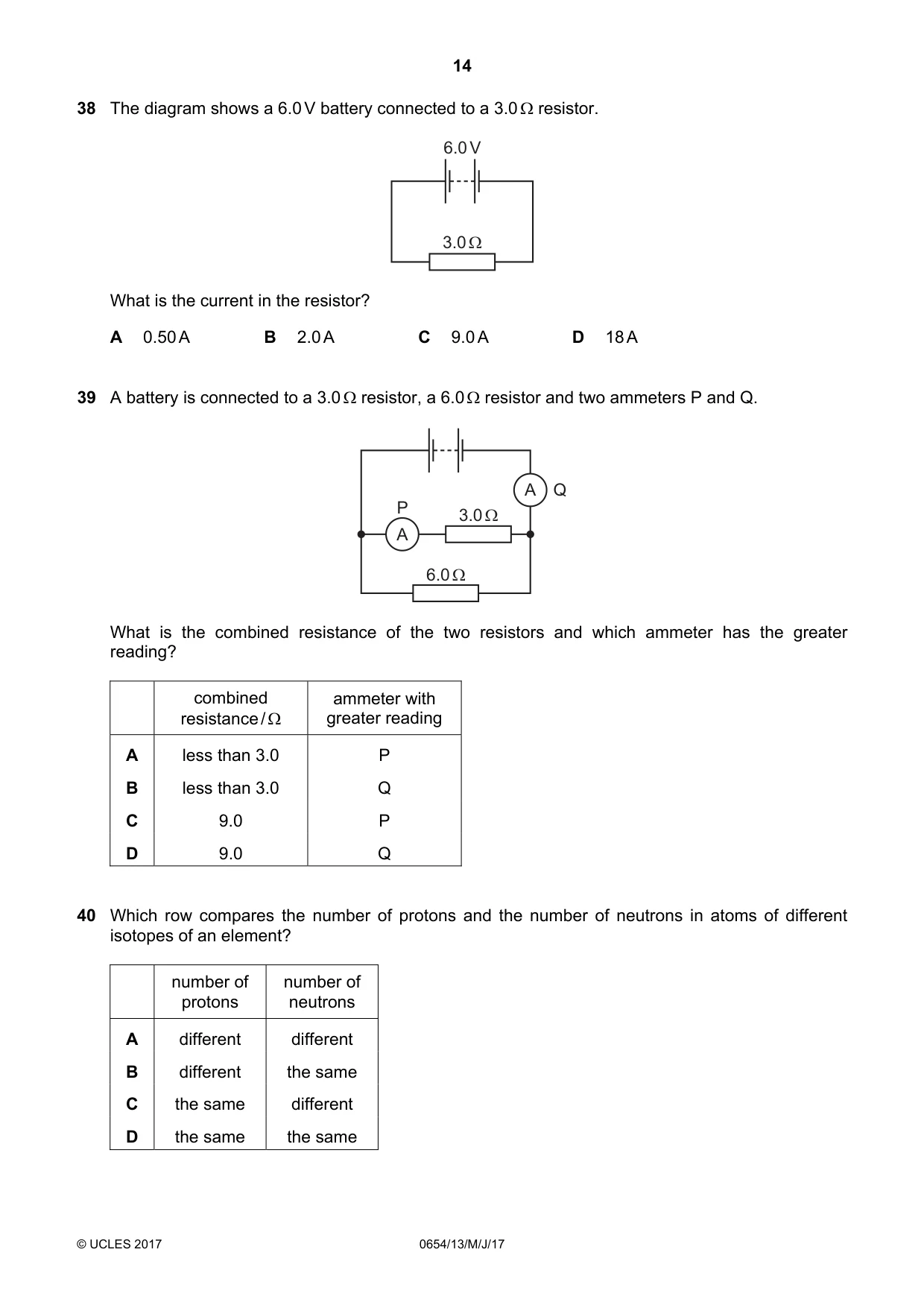 Cambridge IGCSE Sciences - Co-ordinated (Double) 0654 2017 May/June Paper 1 · Variant 3 question paper, page 14 of 16