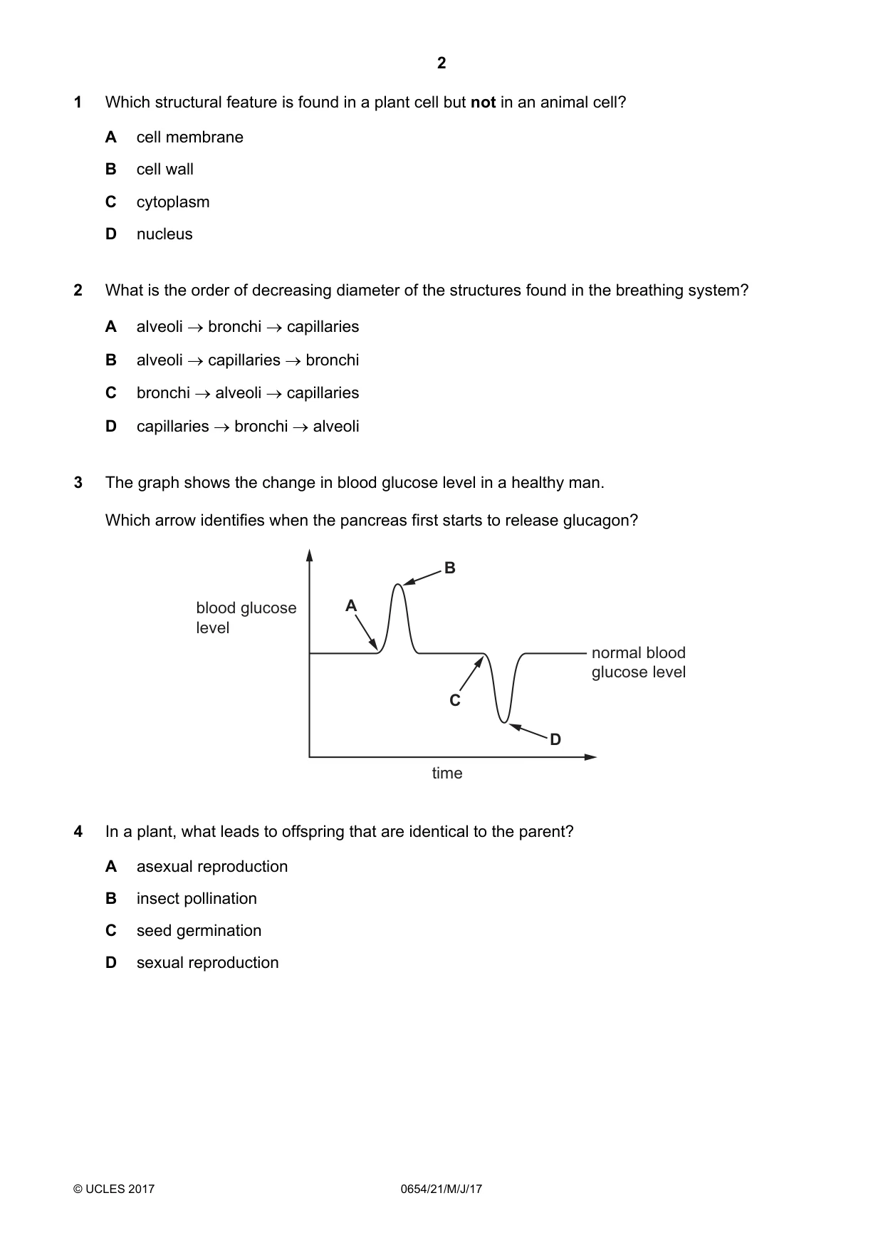 Cambridge IGCSE Sciences - Co-ordinated (Double) 0654 2017 May/June Paper 2 · Variant 1 question paper, page 2 of 16