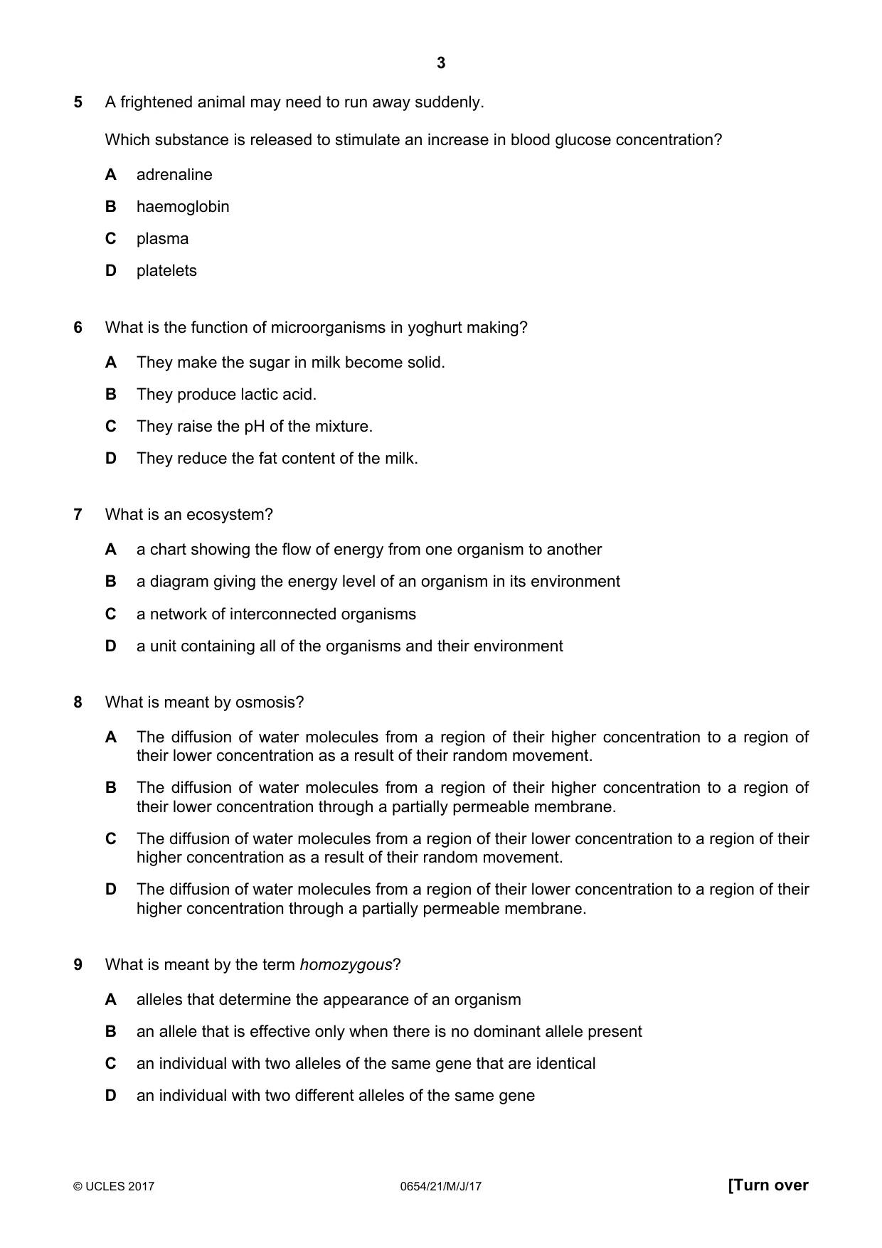 Cambridge IGCSE Sciences - Co-ordinated (Double) 0654 2017 May/June Paper 2 · Variant 1 question paper, page 3 of 16