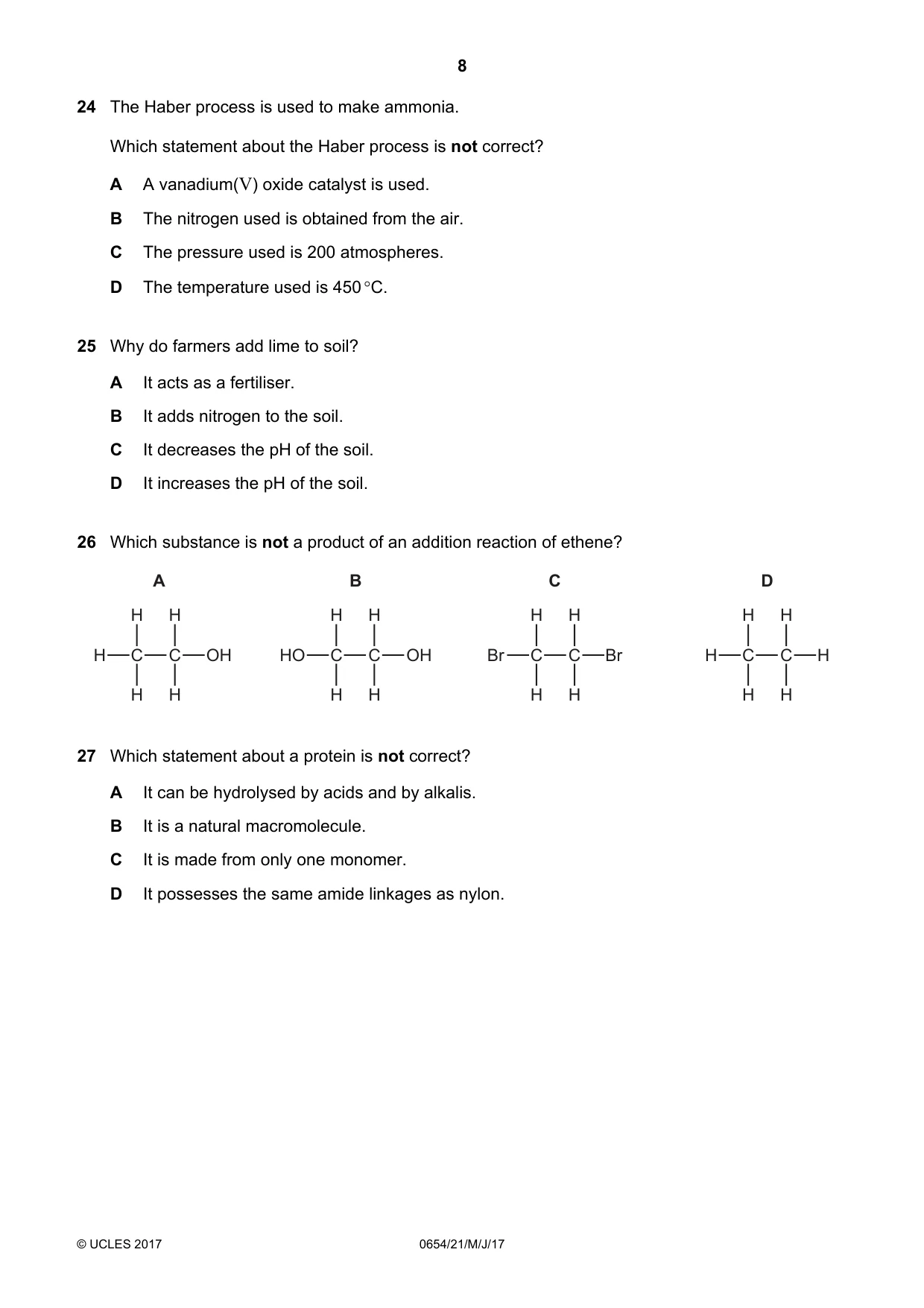 Cambridge IGCSE Sciences - Co-ordinated (Double) 0654 2017 May/June Paper 2 · Variant 1 question paper, page 8 of 16