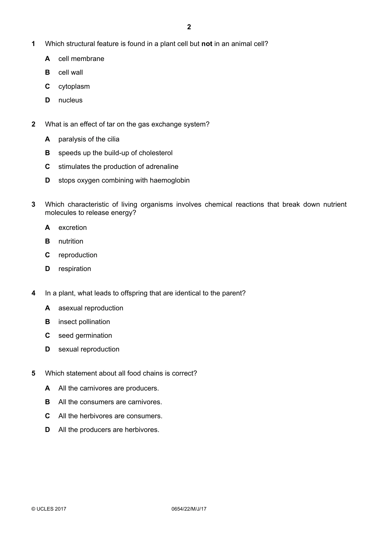 Cambridge IGCSE Sciences - Co-ordinated (Double) 0654 2017 May/June Paper 2 · Variant 2 question paper, page 2 of 16