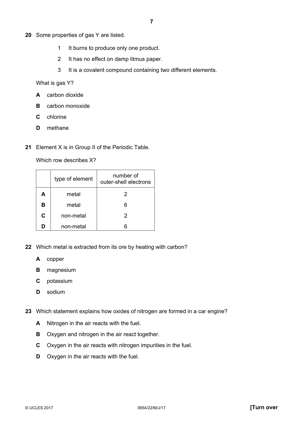 Cambridge IGCSE Sciences - Co-ordinated (Double) 0654 2017 May/June Paper 2 · Variant 2 question paper, page 7 of 16