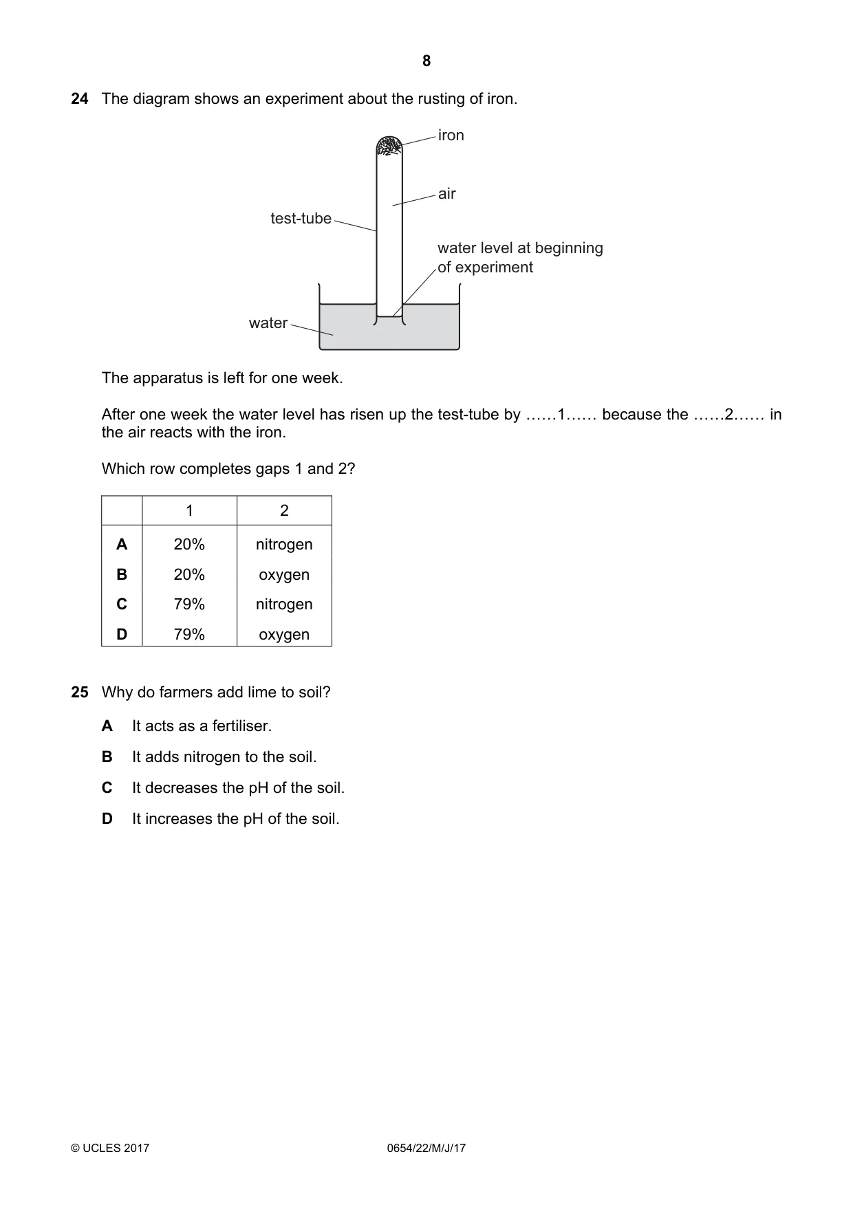 Cambridge IGCSE Sciences - Co-ordinated (Double) 0654 2017 May/June Paper 2 · Variant 2 question paper, page 8 of 16