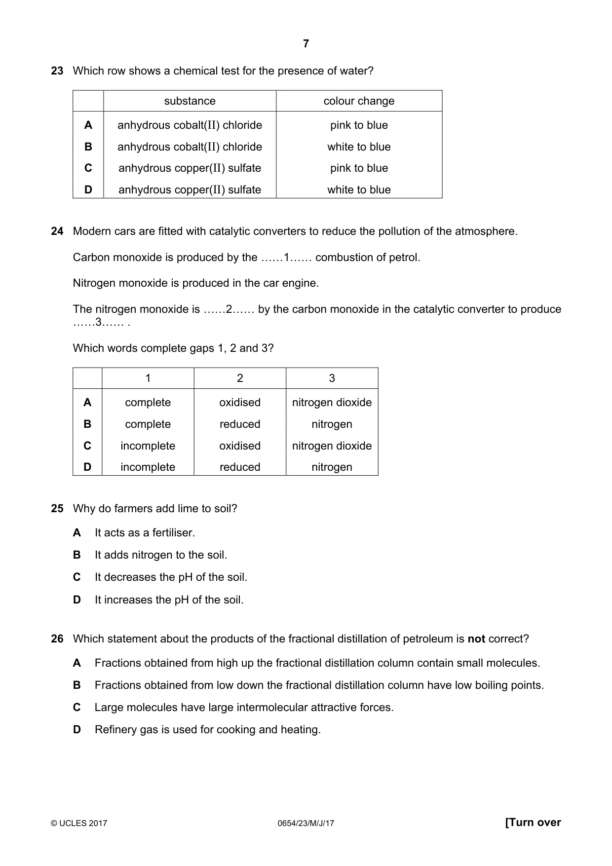 Cambridge IGCSE Sciences - Co-ordinated (Double) 0654 2017 May/June Paper 2 · Variant 3 question paper, page 7 of 16