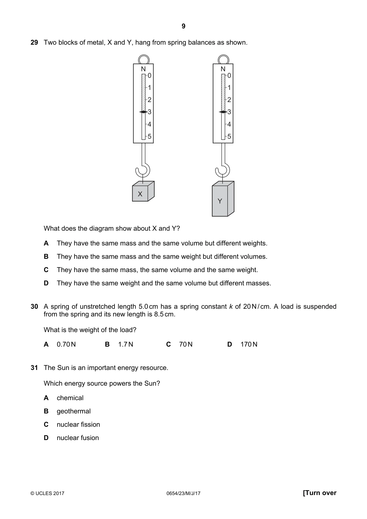 Cambridge IGCSE Sciences - Co-ordinated (Double) 0654 2017 May/June Paper 2 · Variant 3 question paper, page 9 of 16
