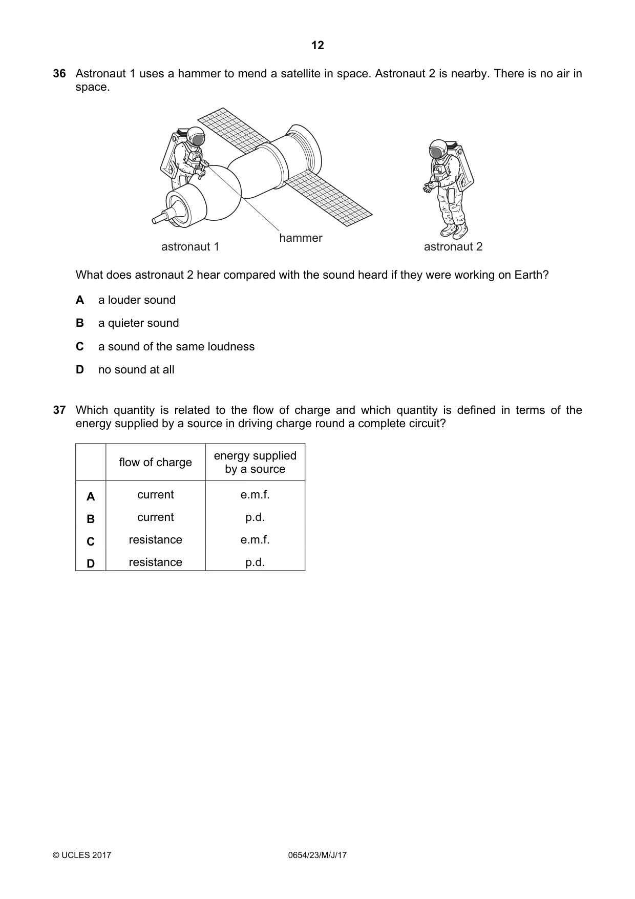 Cambridge IGCSE Sciences - Co-ordinated (Double) 0654 2017 May/June Paper 2 · Variant 3 question paper, page 12 of 16