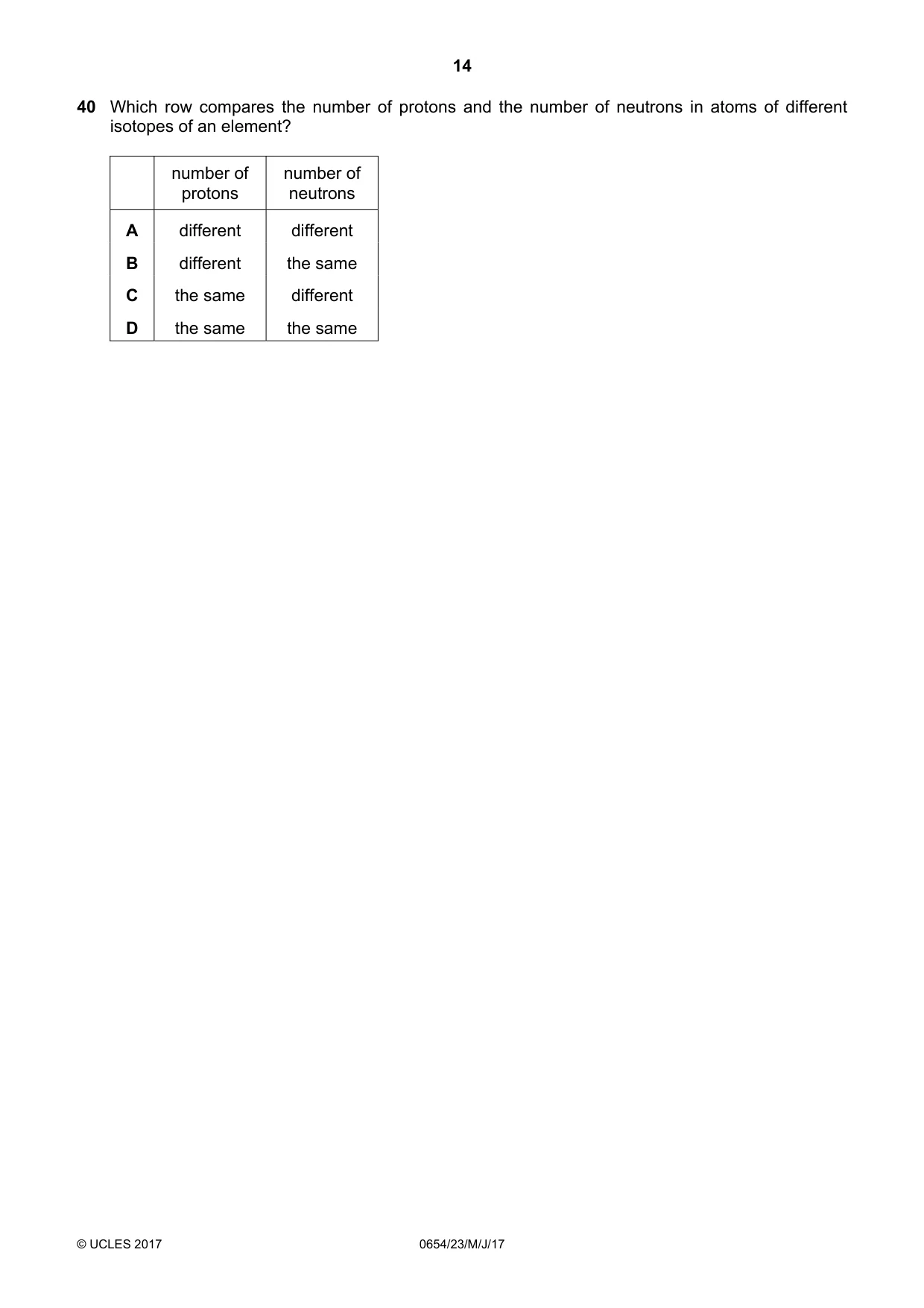 Cambridge IGCSE Sciences - Co-ordinated (Double) 0654 2017 May/June Paper 2 · Variant 3 question paper, page 14 of 16