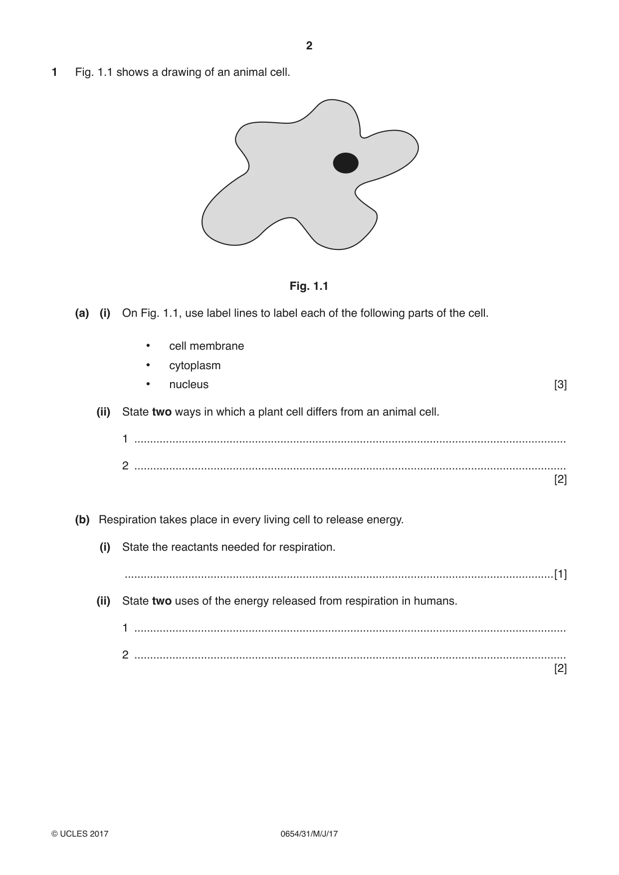Cambridge IGCSE Sciences - Co-ordinated (Double) 0654 2017 May/June Paper 3 · Variant 1 question paper, page 2 of 28