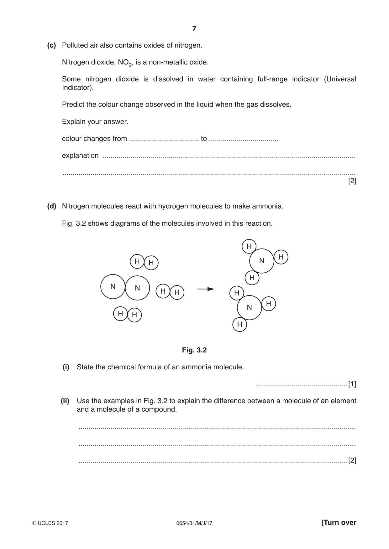 Cambridge IGCSE Sciences - Co-ordinated (Double) 0654 2017 May/June Paper 3 · Variant 1 question paper, page 7 of 28