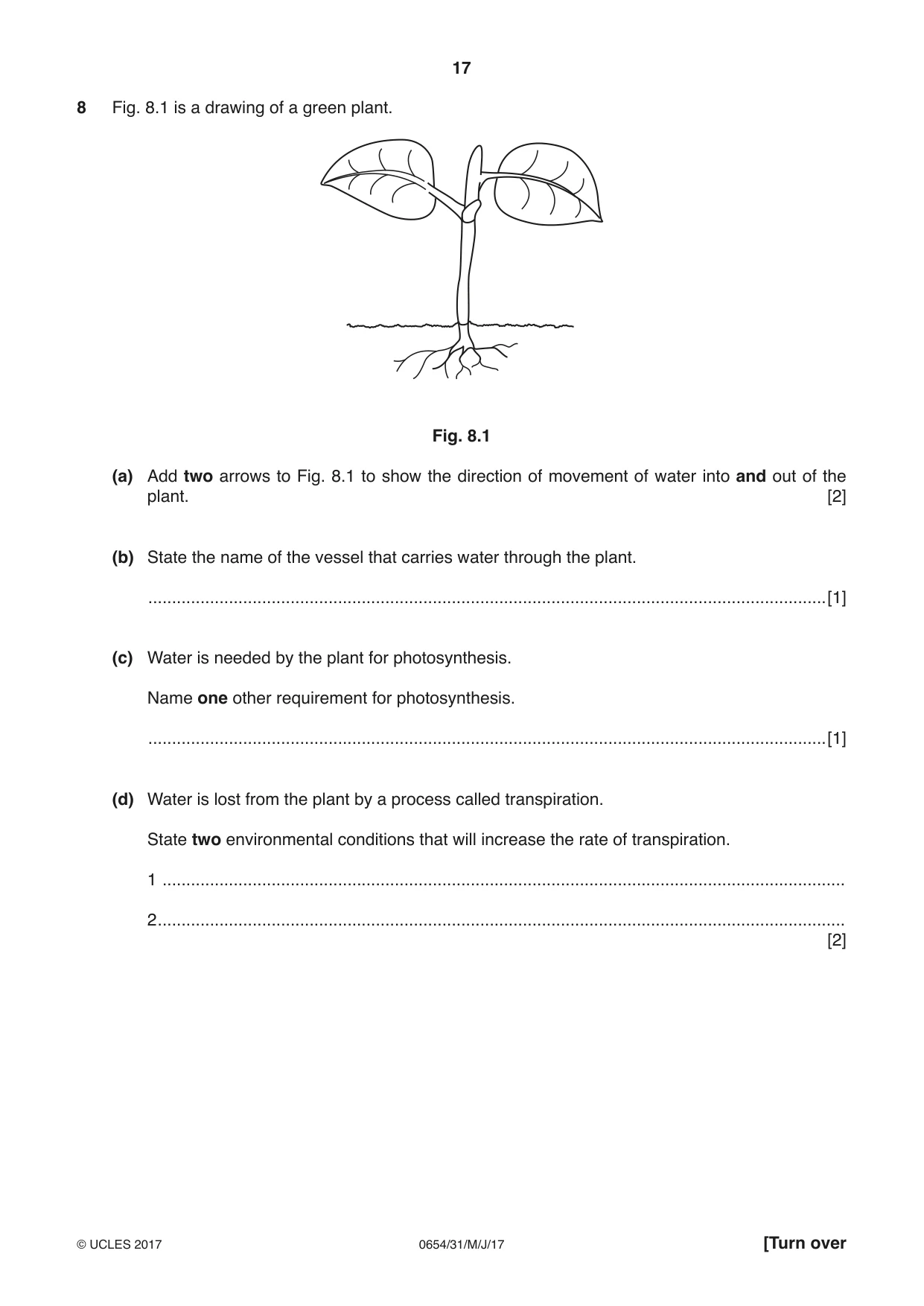 Cambridge IGCSE Sciences - Co-ordinated (Double) 0654 2017 May/June Paper 3 · Variant 1 question paper, page 17 of 28