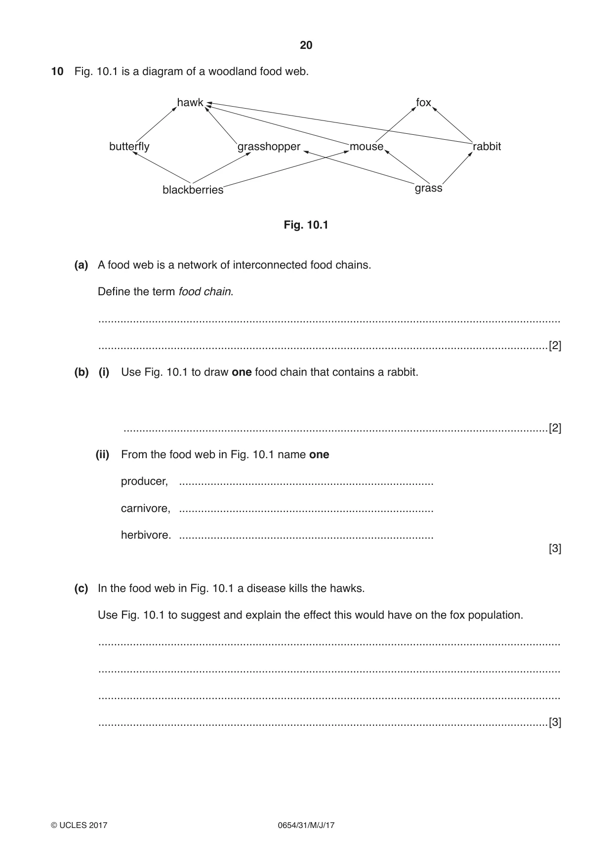 Cambridge IGCSE Sciences - Co-ordinated (Double) 0654 2017 May/June Paper 3 · Variant 1 question paper, page 20 of 28