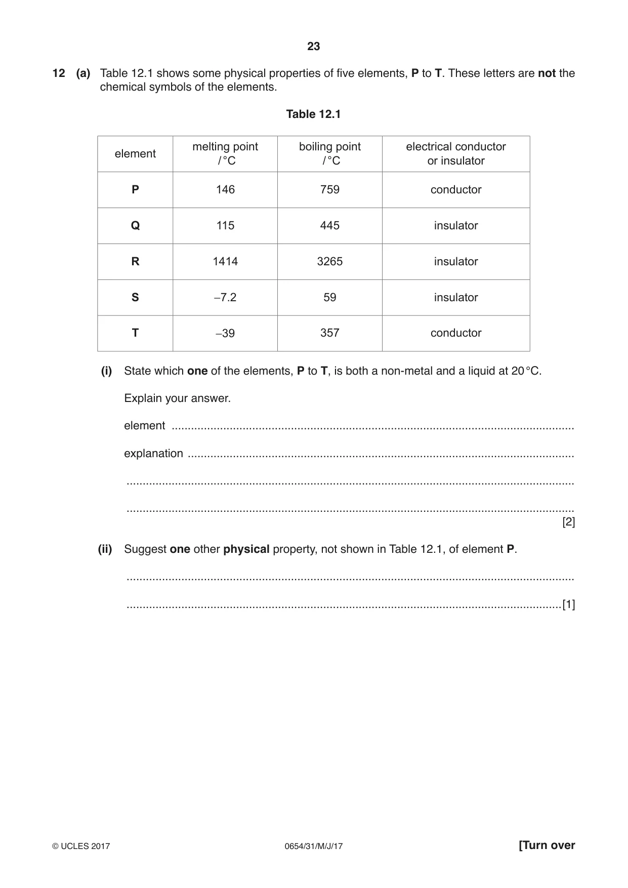 Cambridge IGCSE Sciences - Co-ordinated (Double) 0654 2017 May/June Paper 3 · Variant 1 question paper, page 23 of 28