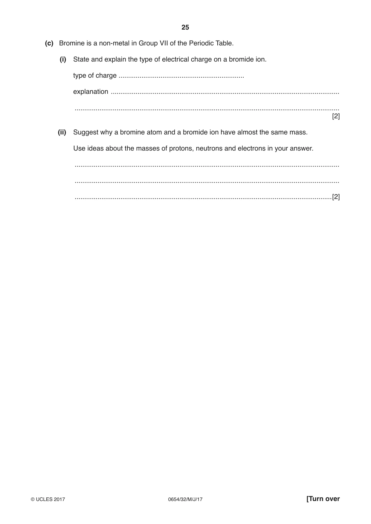 Cambridge IGCSE Sciences - Co-ordinated (Double) 0654 2017 May/June Paper 3 · Variant 2 question paper, page 25 of 28