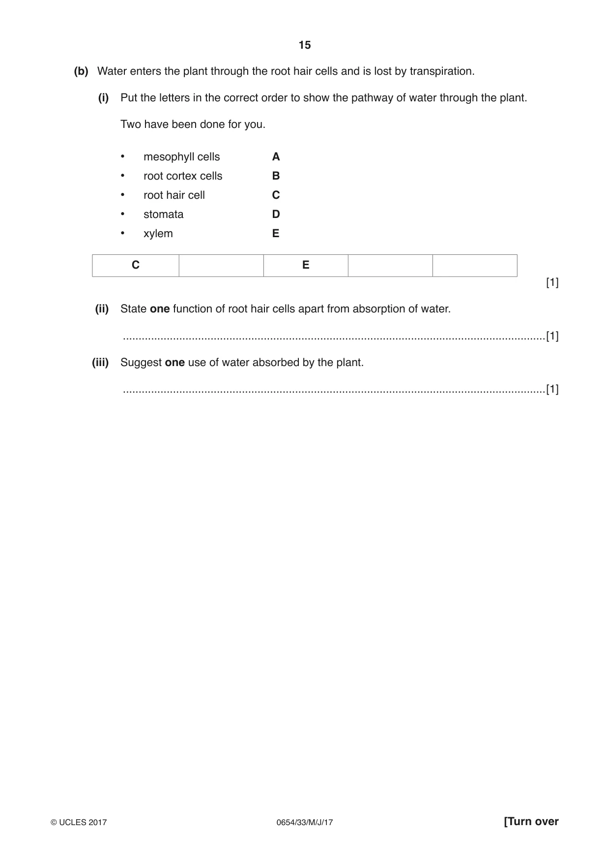Cambridge IGCSE Sciences - Co-ordinated (Double) 0654 2017 May/June Paper 3 · Variant 3 question paper, page 15 of 32