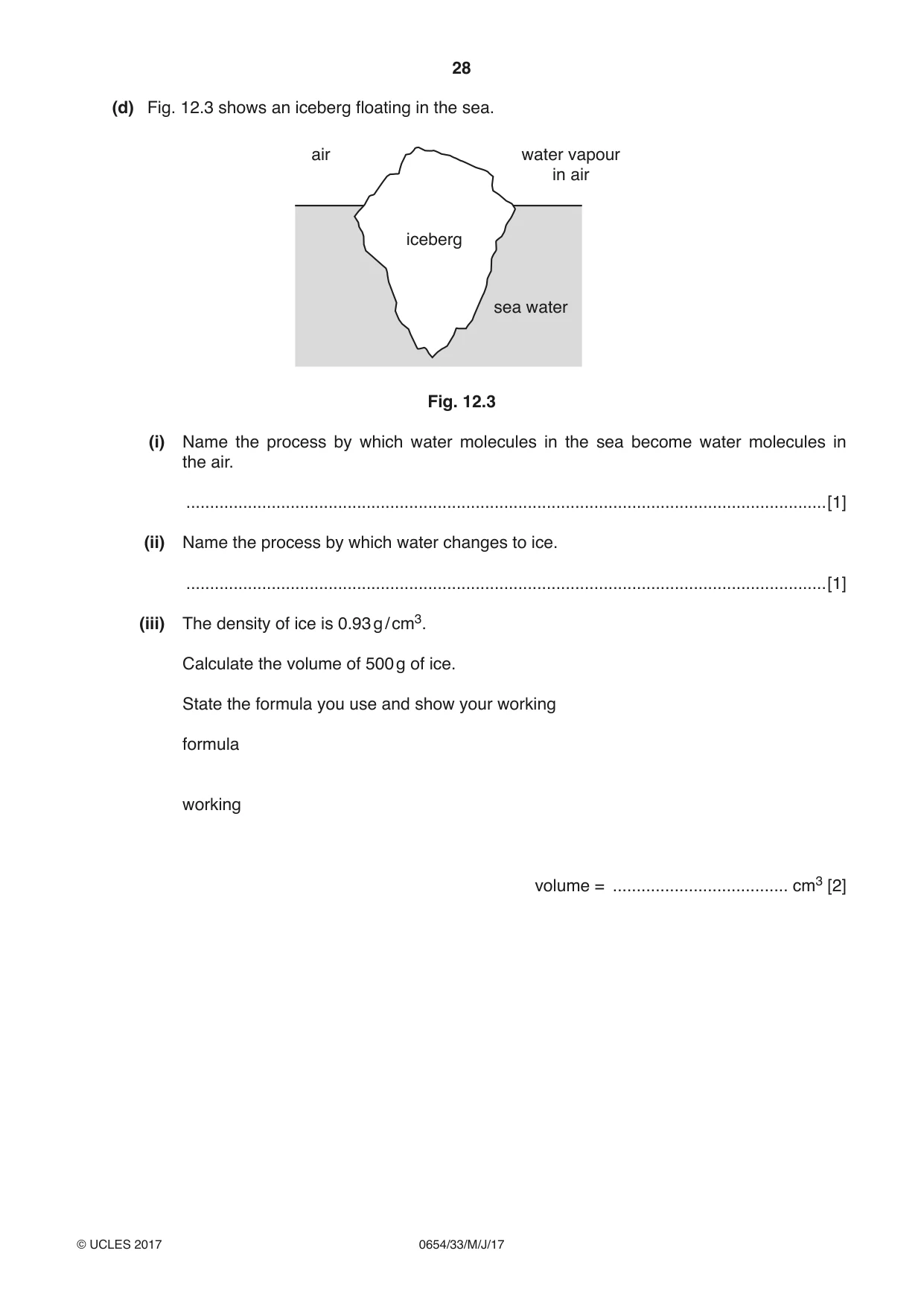 Cambridge IGCSE Sciences - Co-ordinated (Double) 0654 2017 May/June Paper 3 · Variant 3 question paper, page 28 of 32