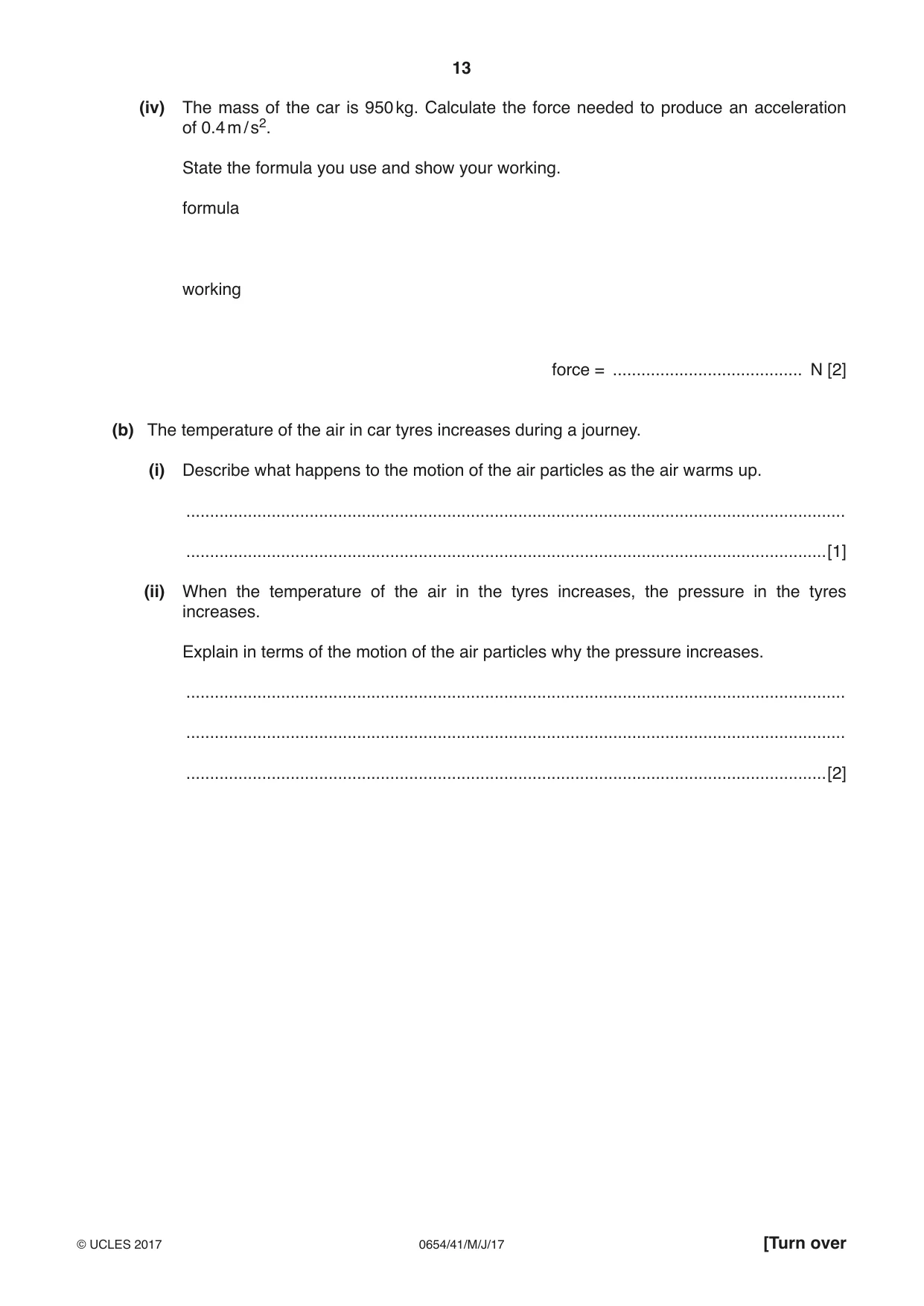 Cambridge IGCSE Sciences - Co-ordinated (Double) 0654 2017 May/June Paper 4 · Variant 1 question paper, page 13 of 28