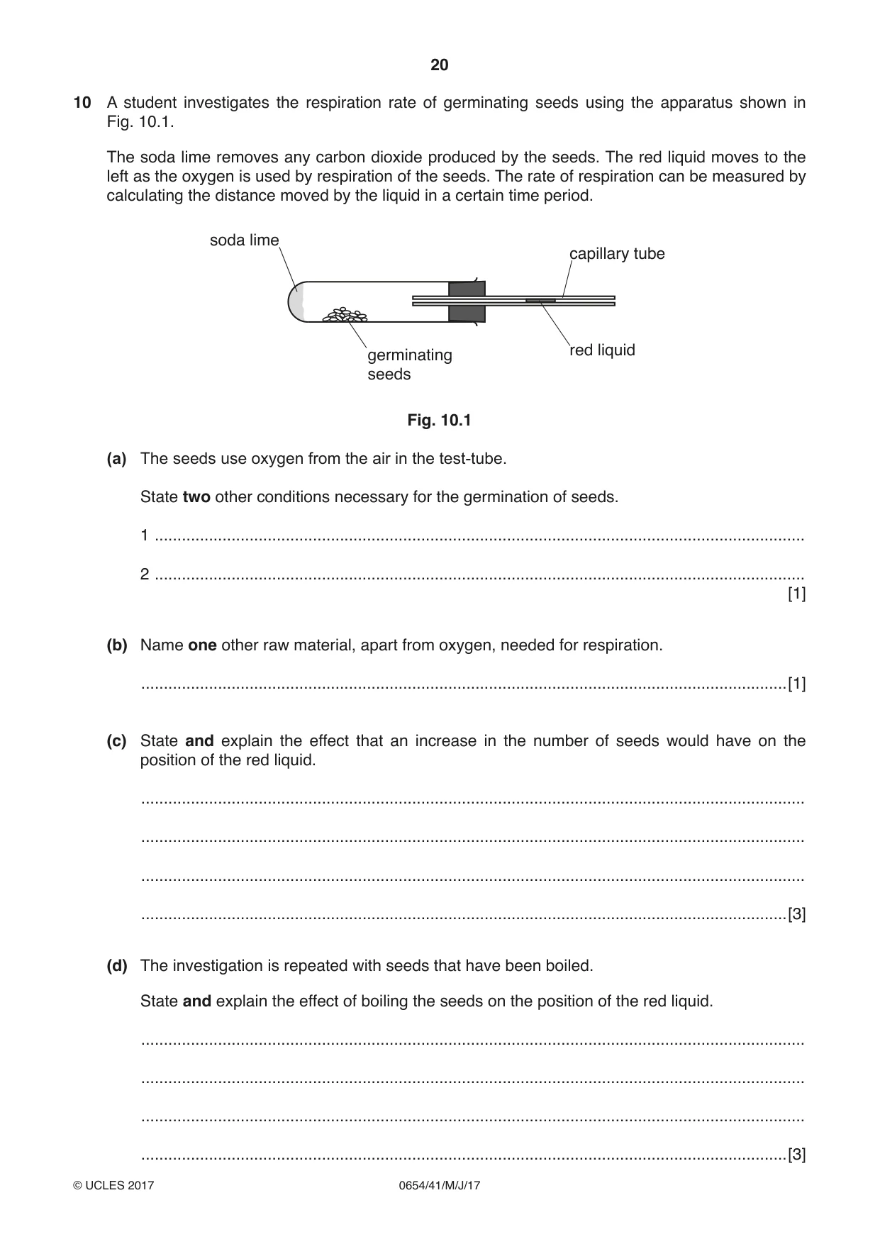 Cambridge IGCSE Sciences - Co-ordinated (Double) 0654 2017 May/June Paper 4 · Variant 1 question paper, page 20 of 28
