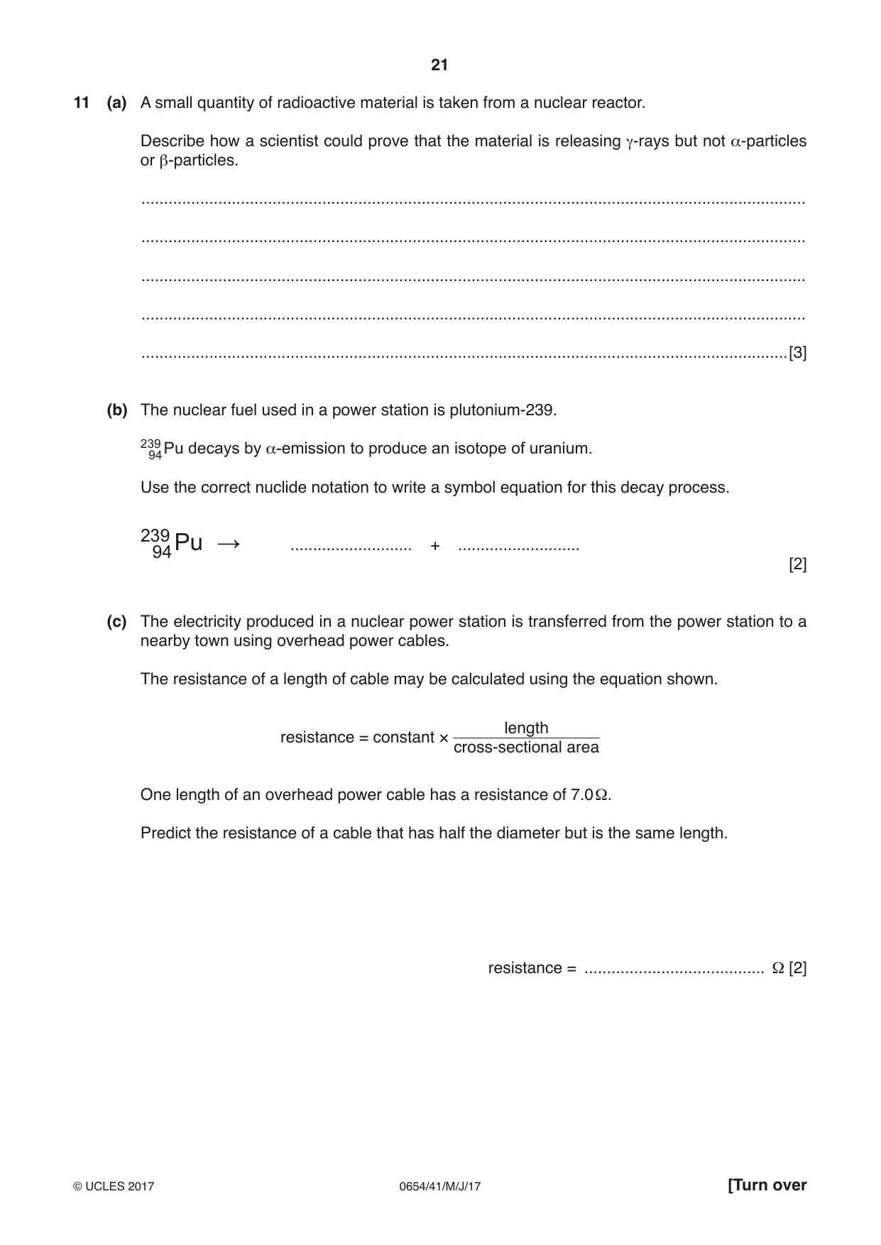 Cambridge IGCSE Sciences - Co-ordinated (Double) 0654 2017 May/June Paper 4 · Variant 1 question paper, page 21 of 28