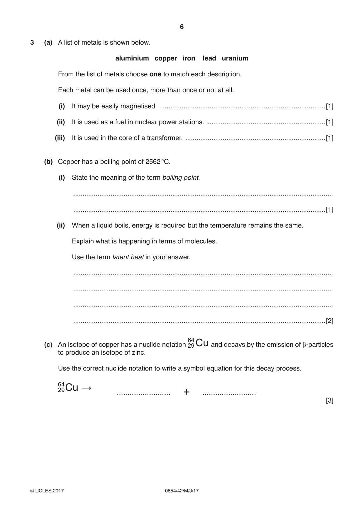 Cambridge IGCSE Sciences - Co-ordinated (Double) 0654 2017 May/June Paper 4 · Variant 2 question paper, page 6 of 28