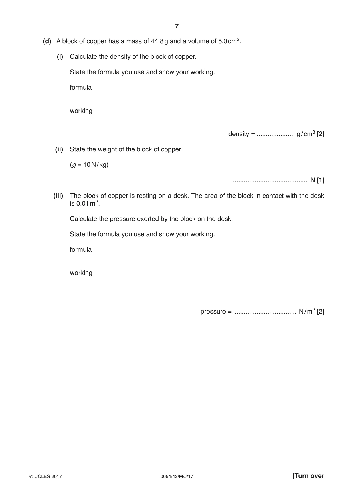 Cambridge IGCSE Sciences - Co-ordinated (Double) 0654 2017 May/June Paper 4 · Variant 2 question paper, page 7 of 28