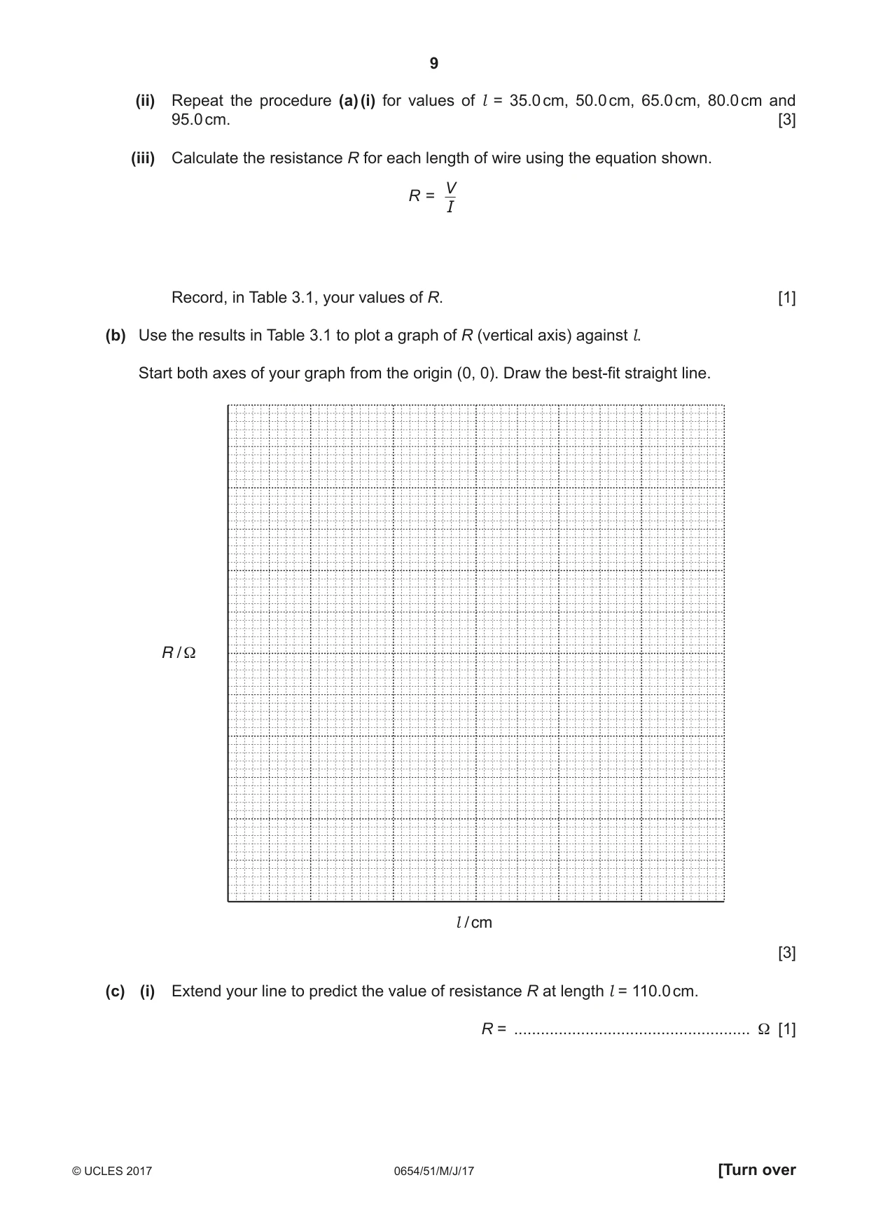 Cambridge IGCSE Sciences - Co-ordinated (Double) 0654 2017 May/June Paper 5 · Variant 1 question paper, page 9 of 12