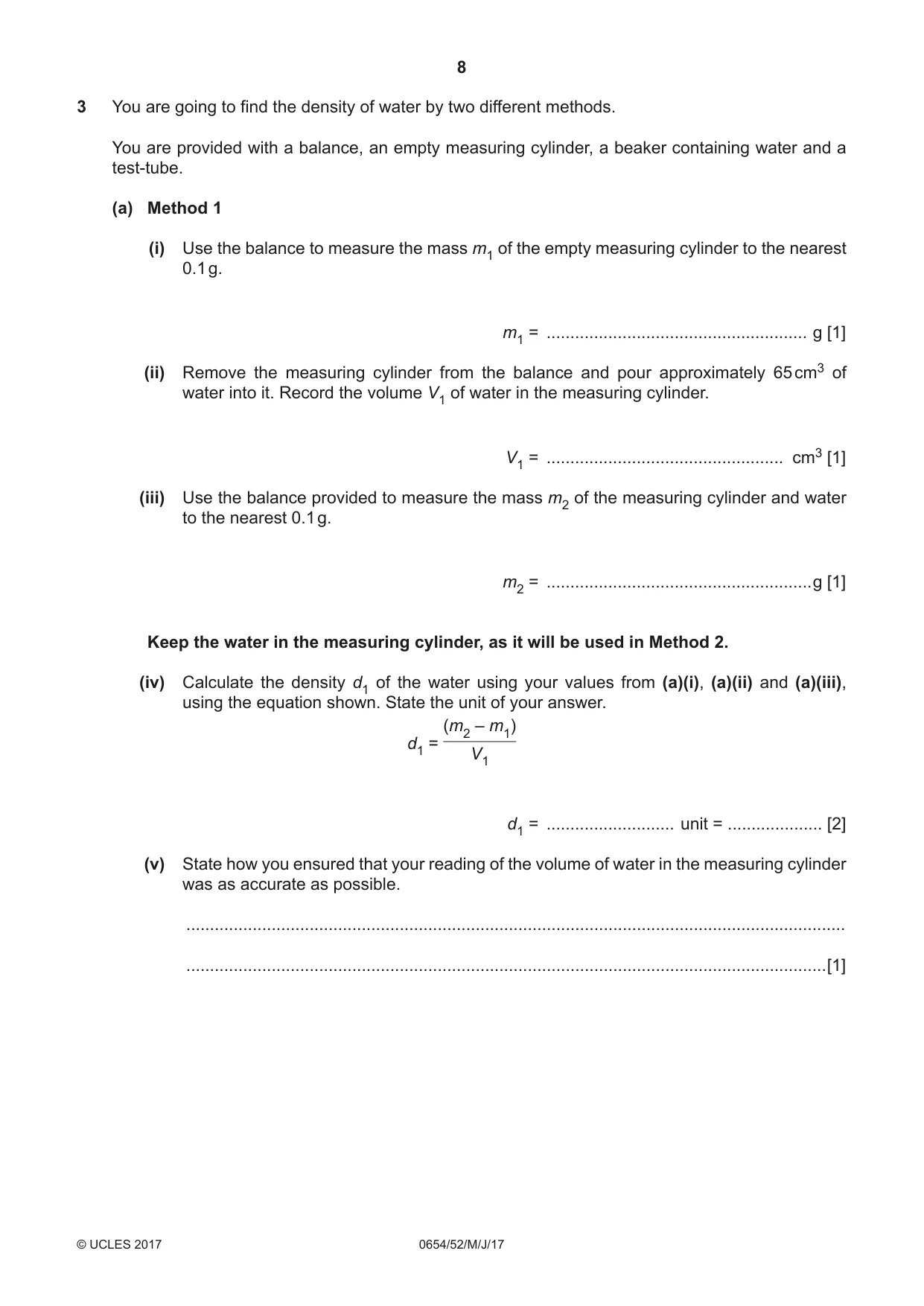 Cambridge IGCSE Sciences - Co-ordinated (Double) 0654 2017 May/June Paper 5 · Variant 2 question paper, page 8 of 12