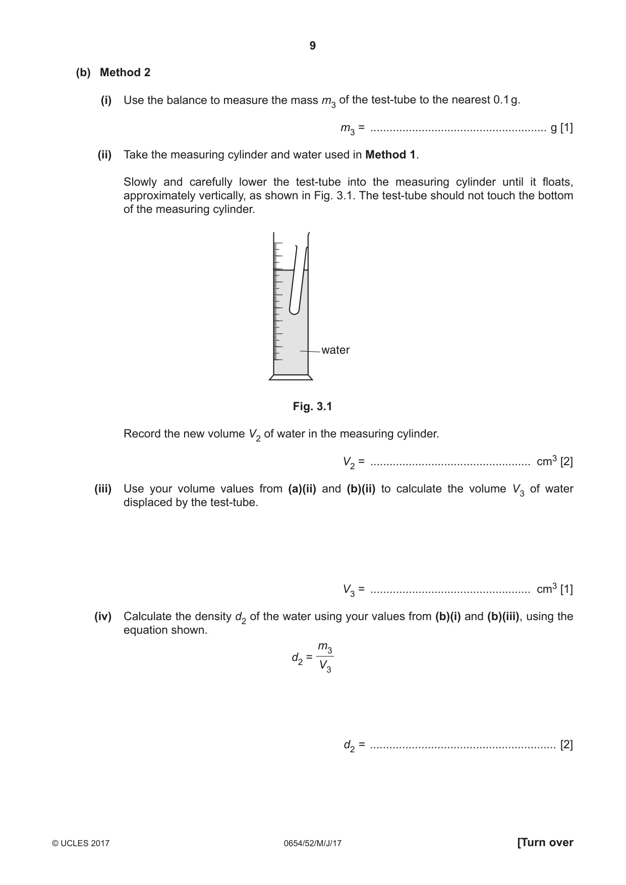 Cambridge IGCSE Sciences - Co-ordinated (Double) 0654 2017 May/June Paper 5 · Variant 2 question paper, page 9 of 12