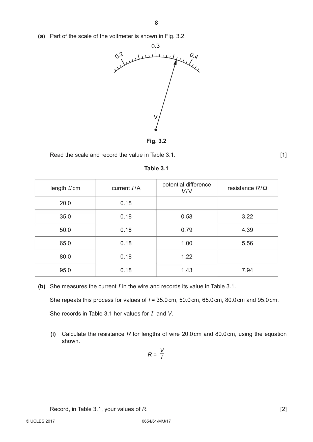 Cambridge IGCSE Sciences - Co-ordinated (Double) 0654 2017 May/June Paper 6 · Variant 1 question paper, page 8 of 16