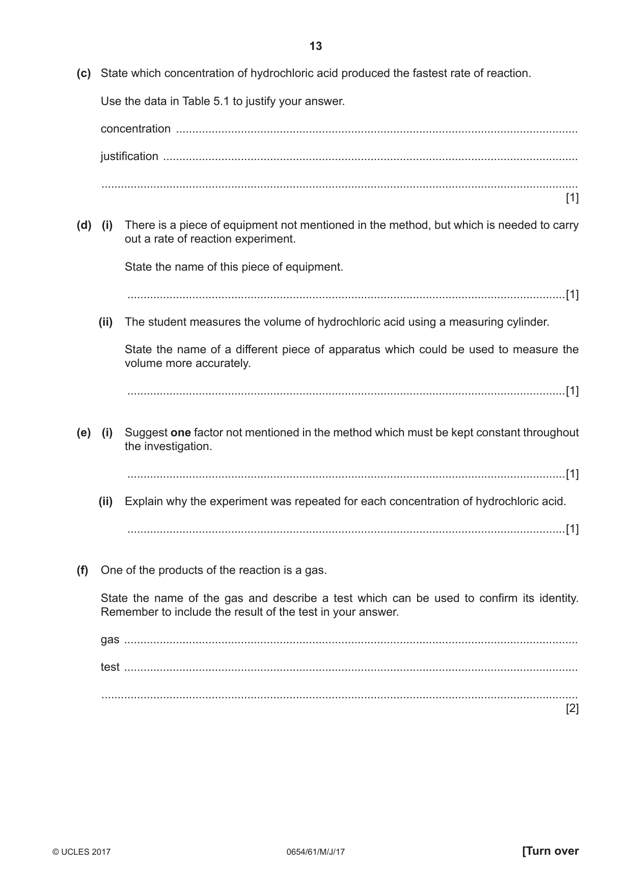 Cambridge IGCSE Sciences - Co-ordinated (Double) 0654 2017 May/June Paper 6 · Variant 1 question paper, page 13 of 16