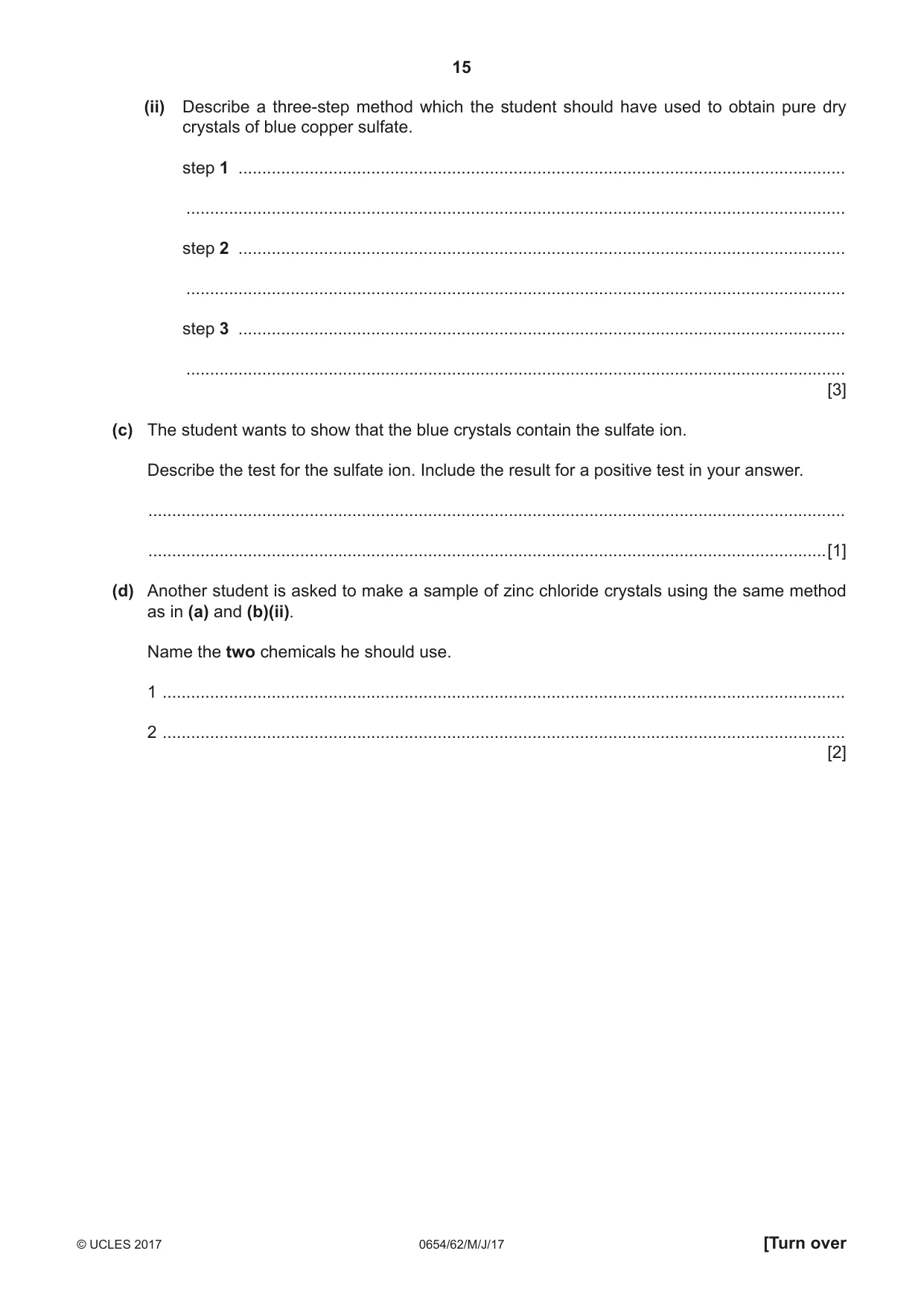 Cambridge IGCSE Sciences - Co-ordinated (Double) 0654 2017 May/June Paper 6 · Variant 2 question paper, page 15 of 20