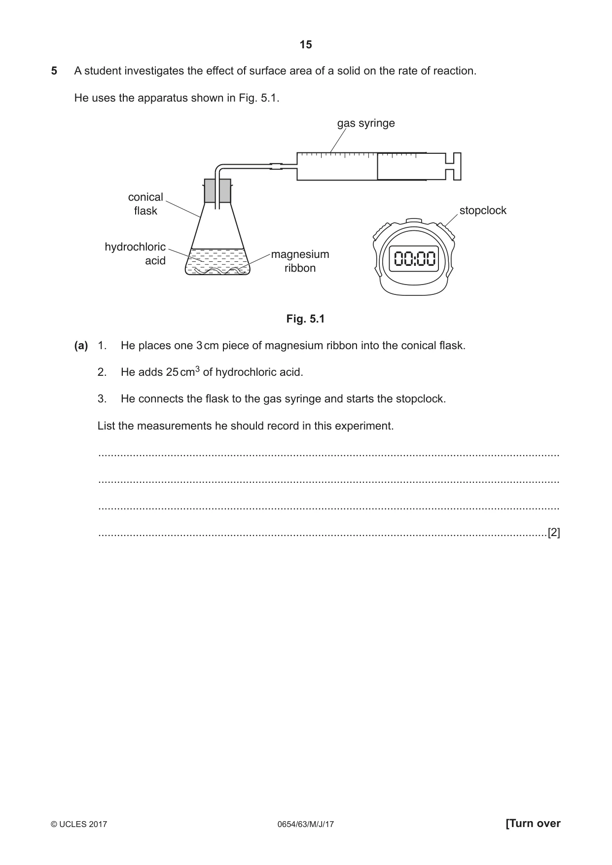 Cambridge IGCSE Sciences - Co-ordinated (Double) 0654 2017 May/June Paper 6 · Variant 3 question paper, page 15 of 20