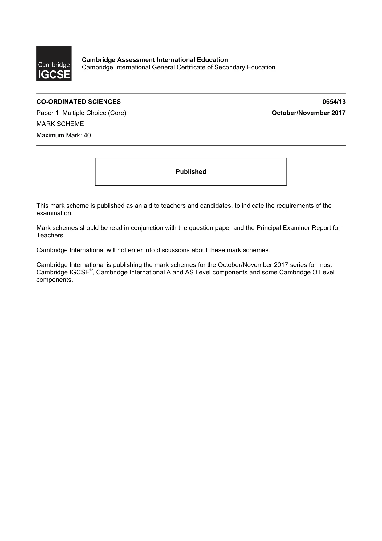 Mark scheme, page 1 of 3